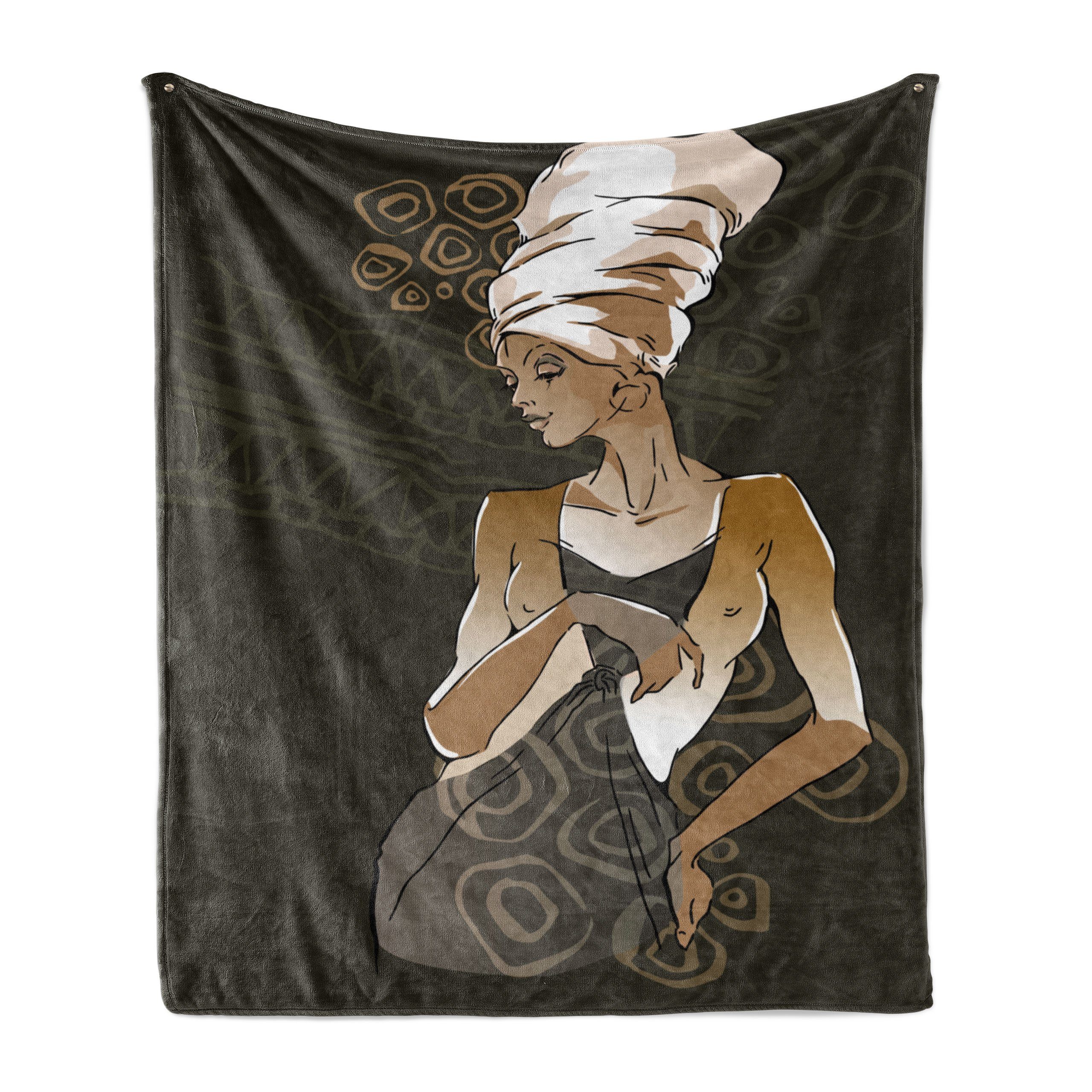 Wohndecke Gemütlicher Doodles den und Außenbereich, Innen- afrikanische Frau für Abakuhaus, Plüsch