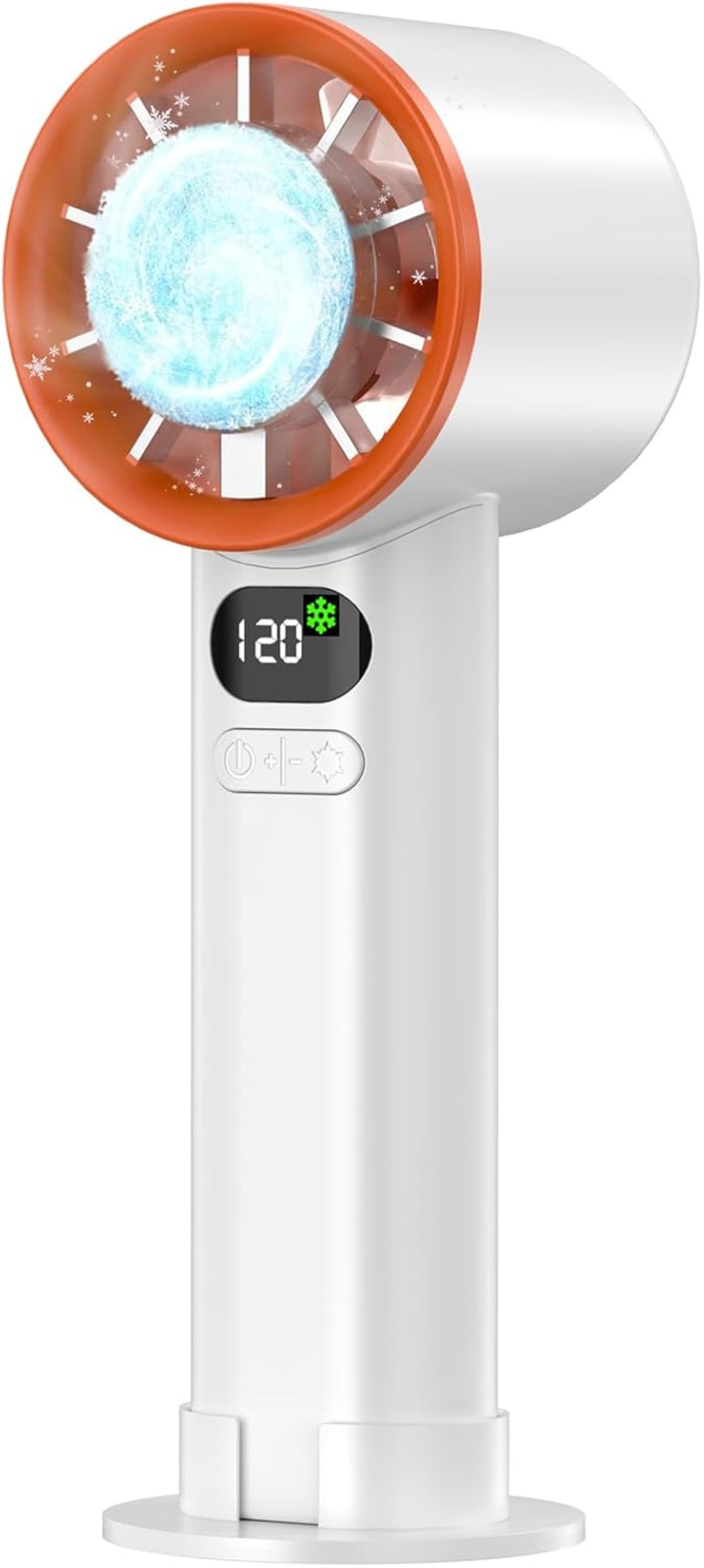 LA CUTE Handventilator Tragbarer USB Handventilator mit Akku & Eismodus, Klima, 120 Stufen, Eiskühlung in 3 Sek., LED-Anzeige, 120 Stufen, 5500 mAh Akku