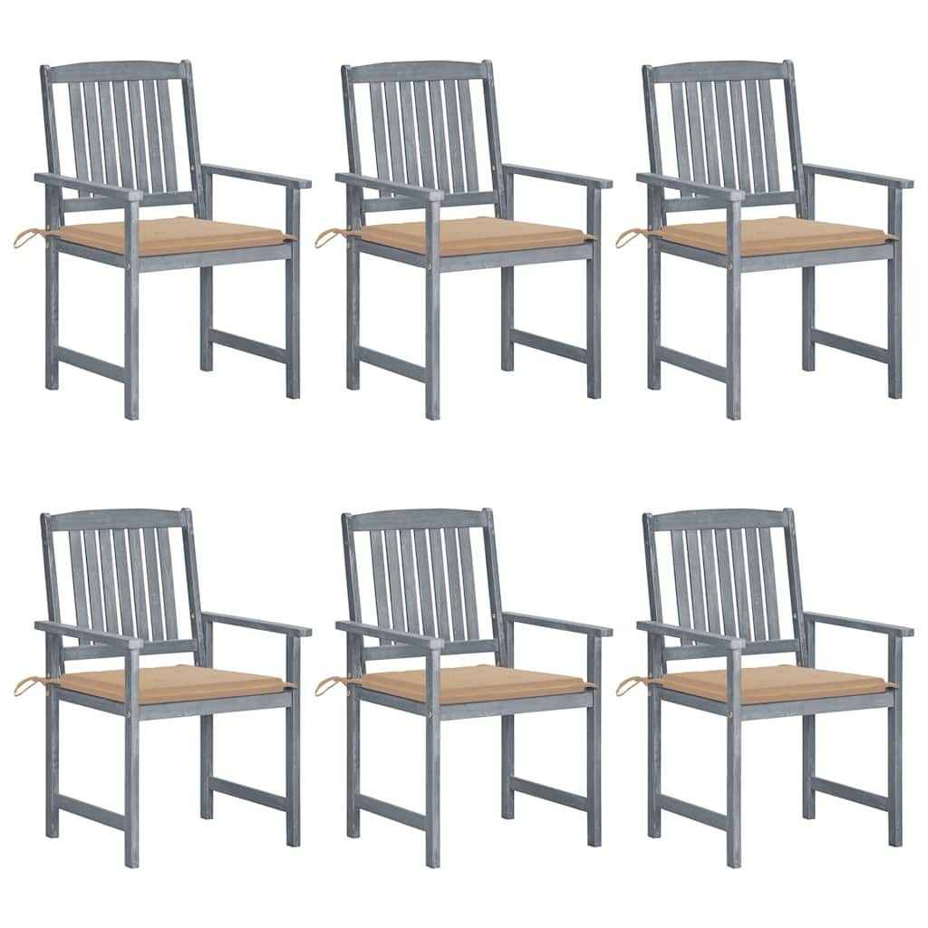Gartenstuhl Gartenstühle mit Kissen 6 Stk. Massivholz Grau