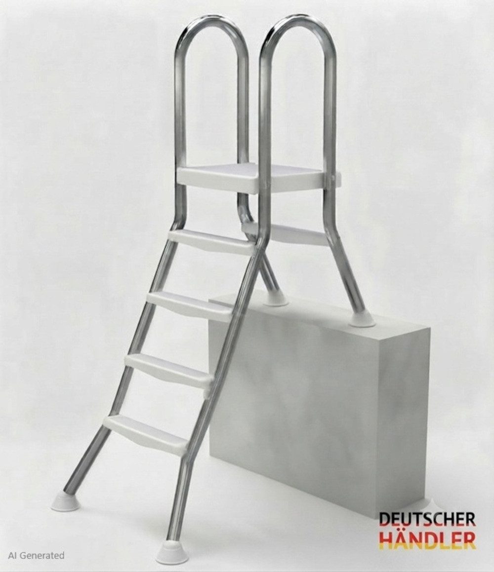 BruKa Poolleiter EASY teilversenkte Edelstahl Becken Pool Leiter Schwimmbad Treppe (1-St)
