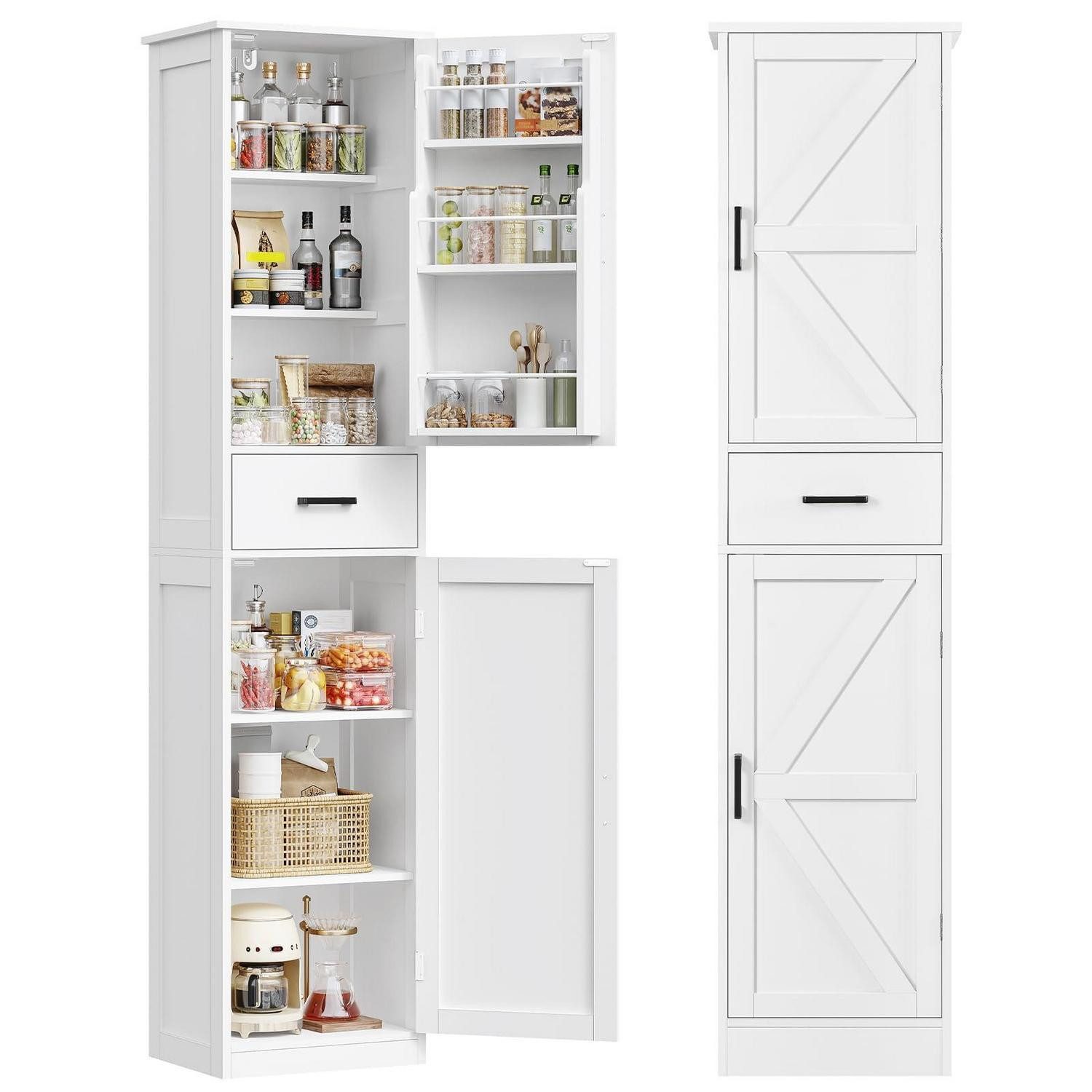 LuxusKollektion Hochschrank Küchenschrank Einlegeböden 2 Türen 1 Schublade 170cm H Küchenschrank