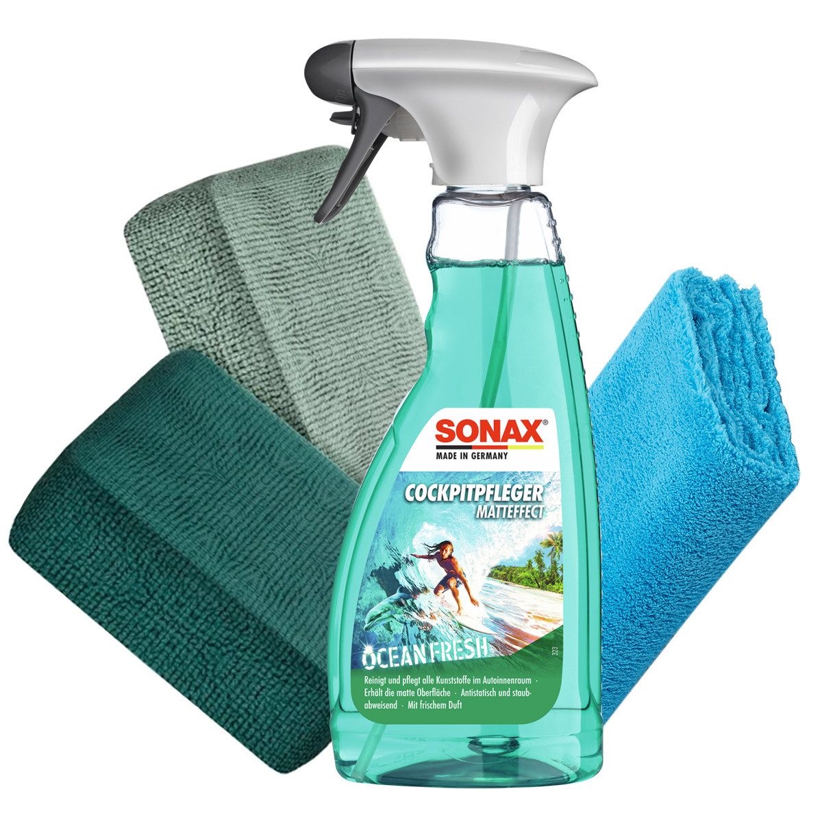 SONAX Cockpit Pflege Set - Matteffect OCEAN FRESH Auto-Reinigungsmittel