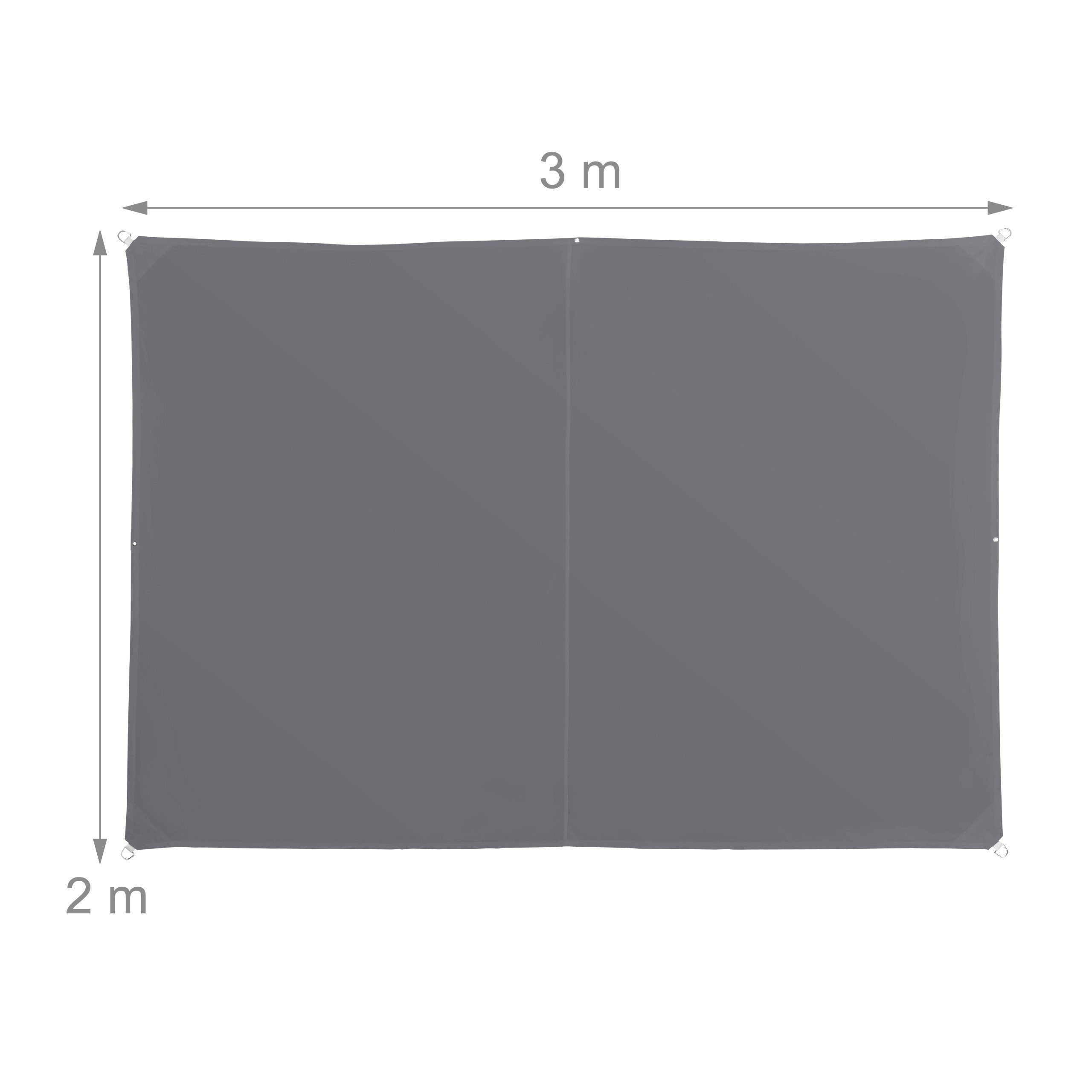 relaxdays Sonnensegel Rechteckiges Sonnensegel grau, 2 x 3 m