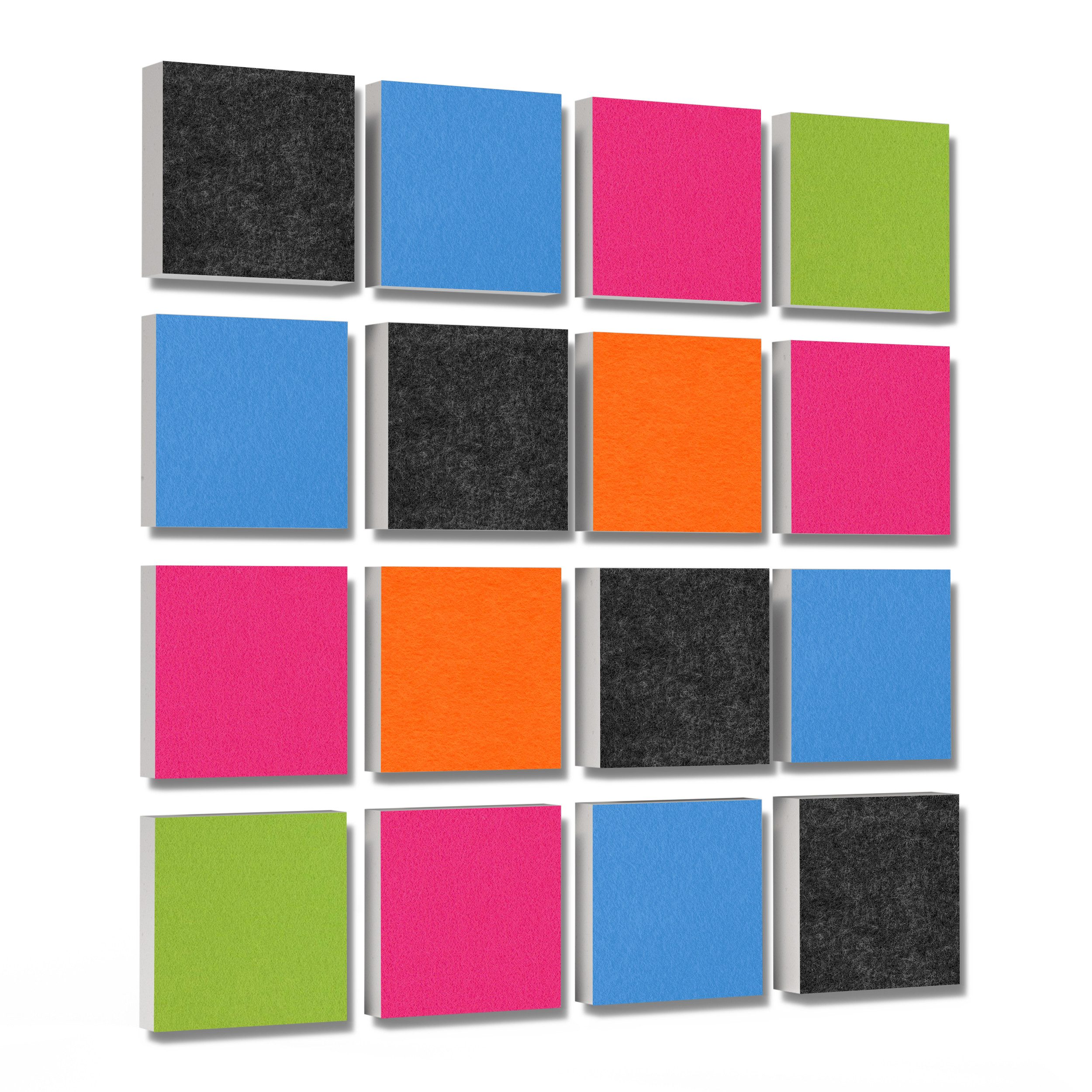 platino24 Akustikplatte 16 Elemente 3D-Set Colore Quadrat 27,5 x 27,5 cm Multicolore