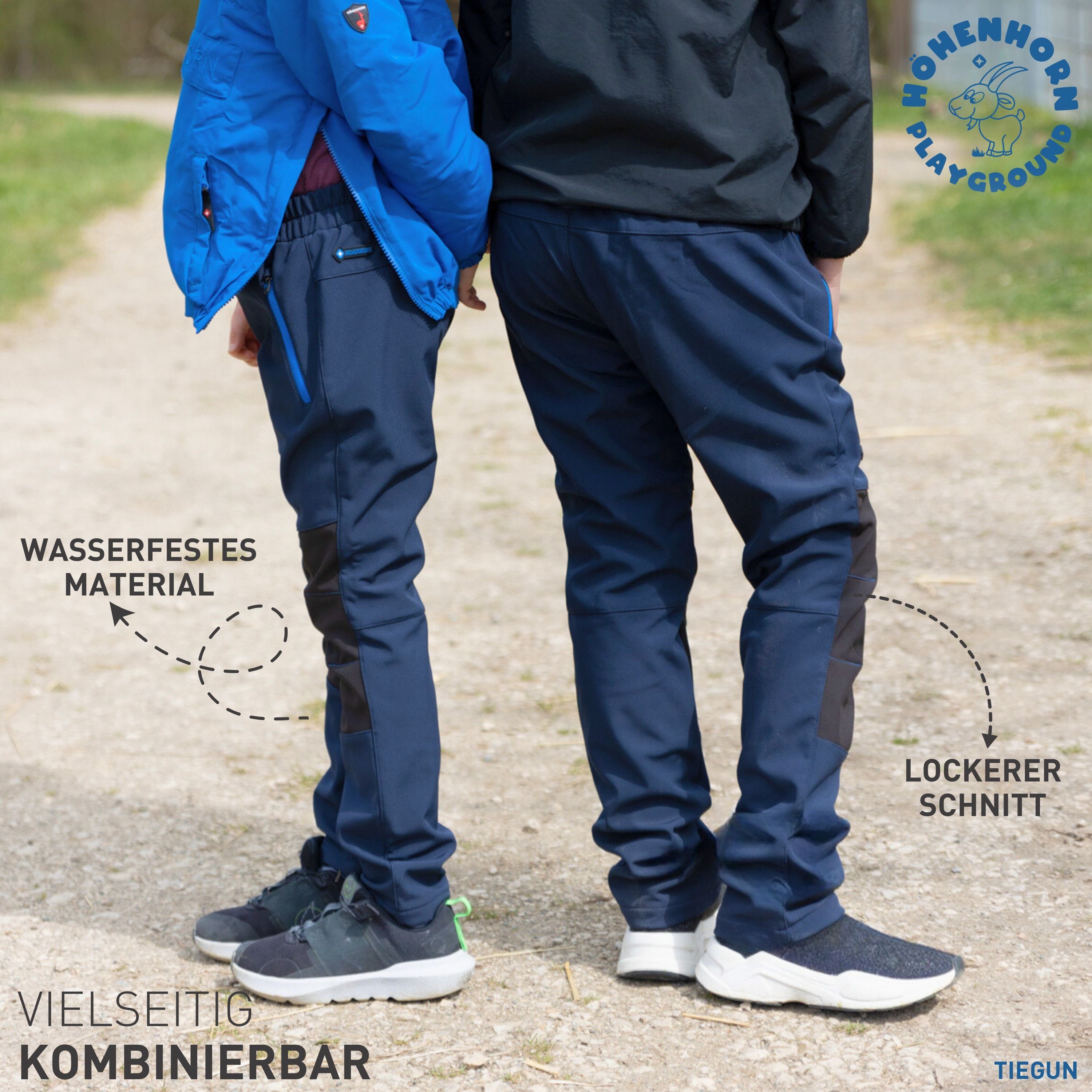 Höhenhorn Softshellhose Tiegun Kinder Jungen Mädchen Outdoorhose Gefüttert Snowboardhose weiches Microfleece-Innenfutter