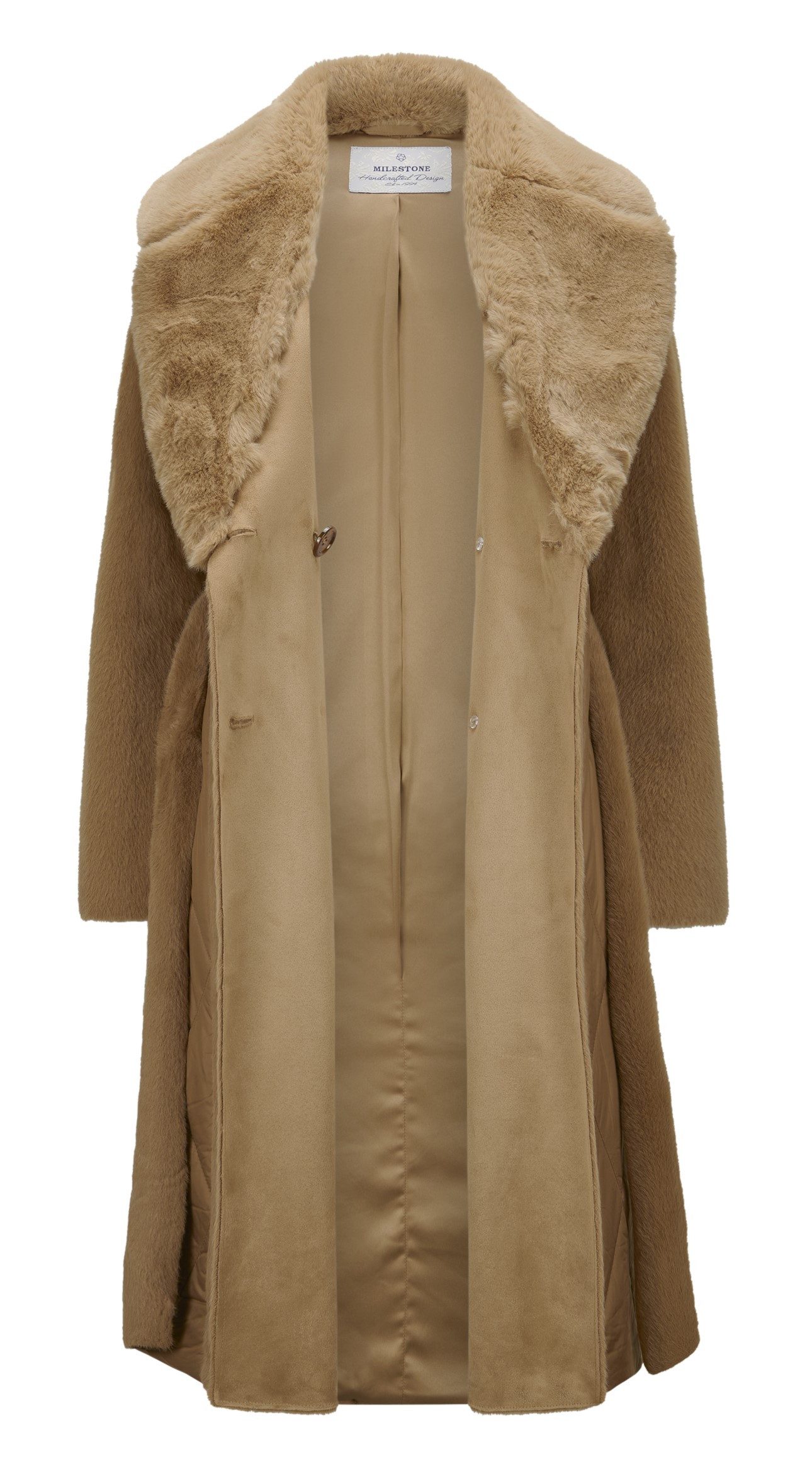 Milestone Fellimitatmantel MSAnthea 2-reihiger Mantel aus Kunstpelz-Stepp-M günstig online kaufen
