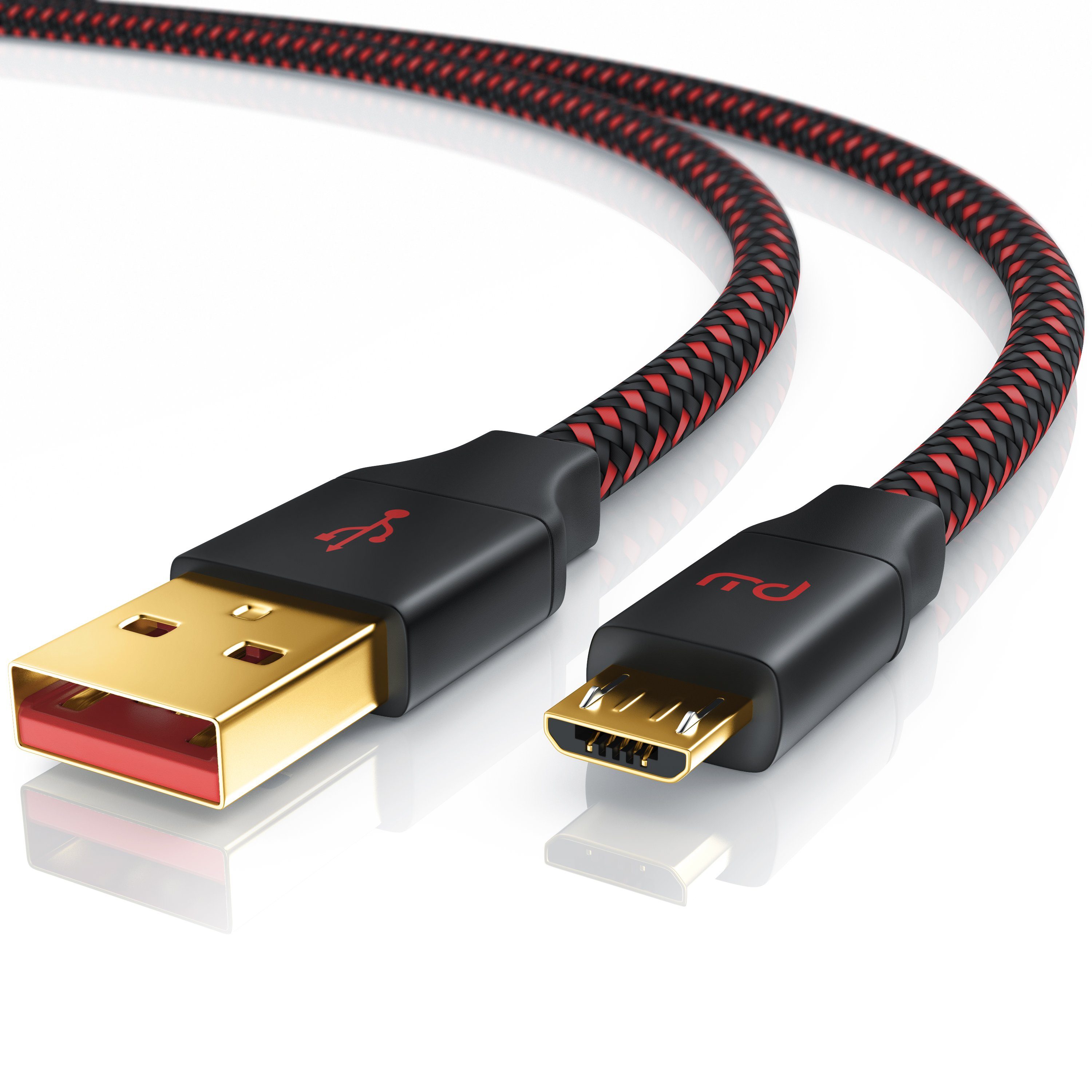 Primewire UltimateCharge MicroUSB 2.0 Schnellladekabel mit Datenübertragung - 2m USB-Kabel, 2.0, USB Typ A, Micro-USB (200 cm), für Smartphone, Tablet, Powerbank, PS4 & Xbox Controller, E-Reader