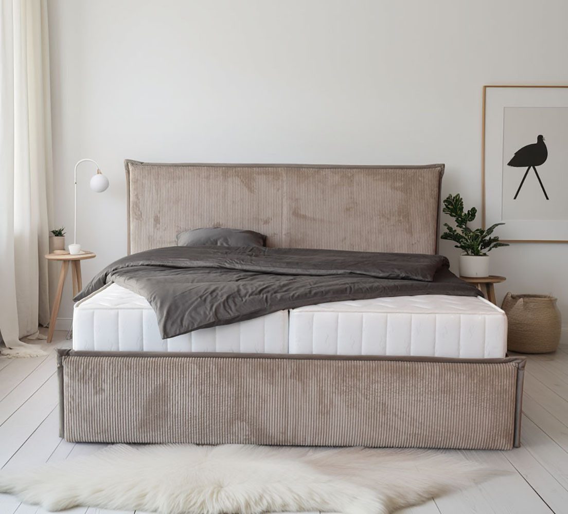 COLLECTION AB Polsterbett Marla erhältlich in der Breite 180x200cm, mit Cordstoff bezogen, wahlweise mit Lattenrost und King-Matratze (28cm)