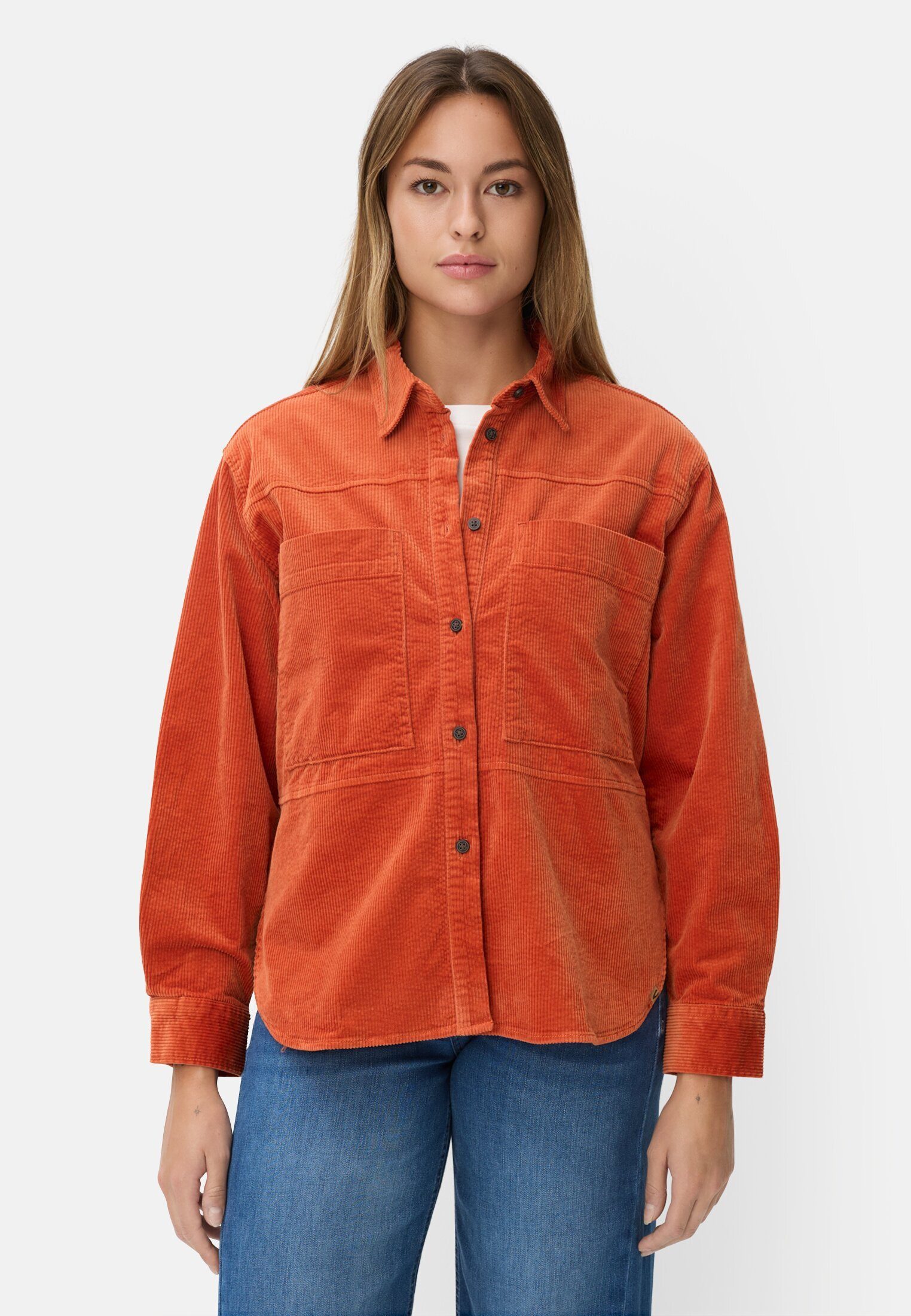camel active Hemdjacke mit Hemdkragen Langarm Markenlogo