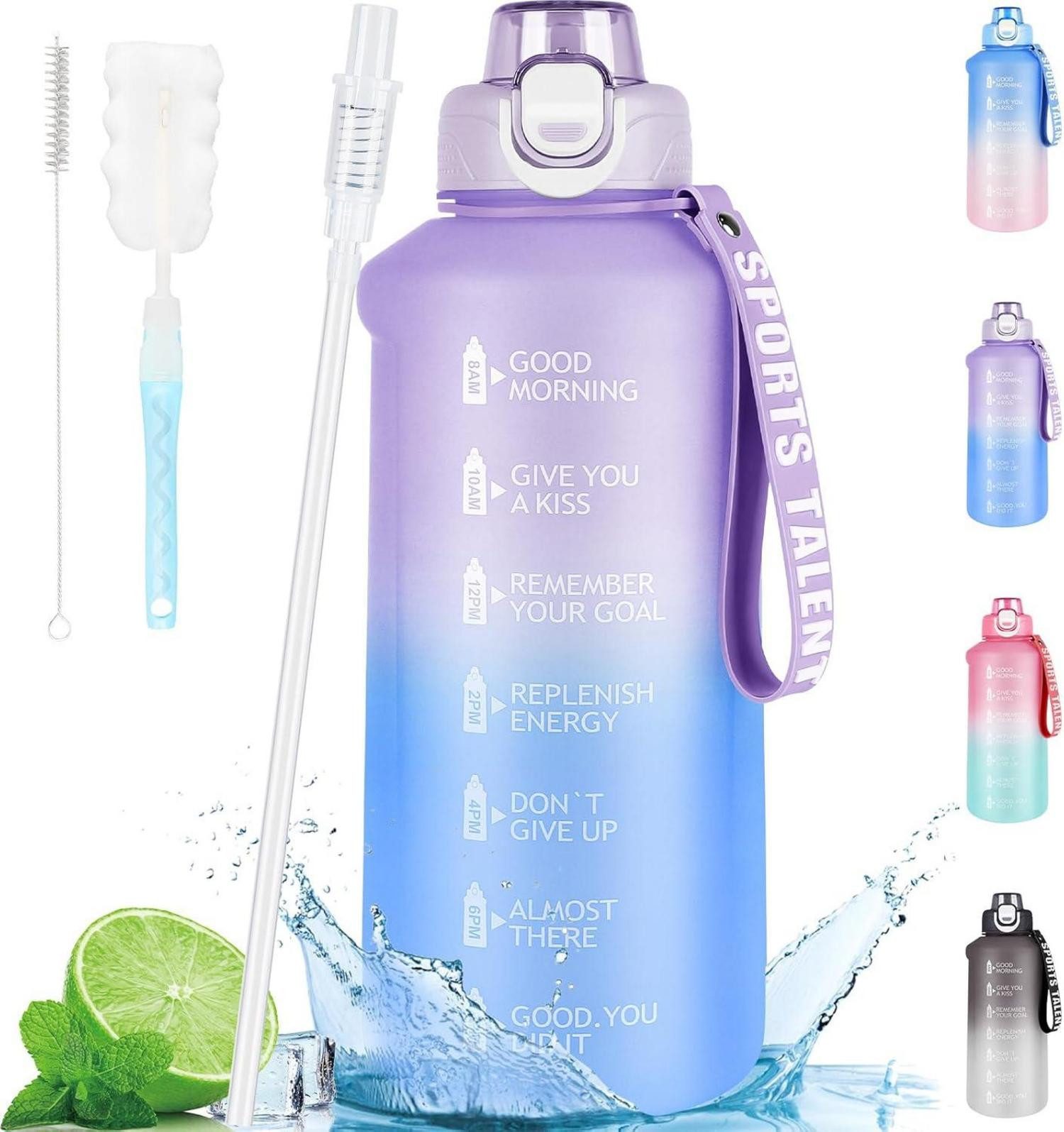 Becher Trinkflasche 2l Sport Wasserflasche mit Strohhalm BPA-frei