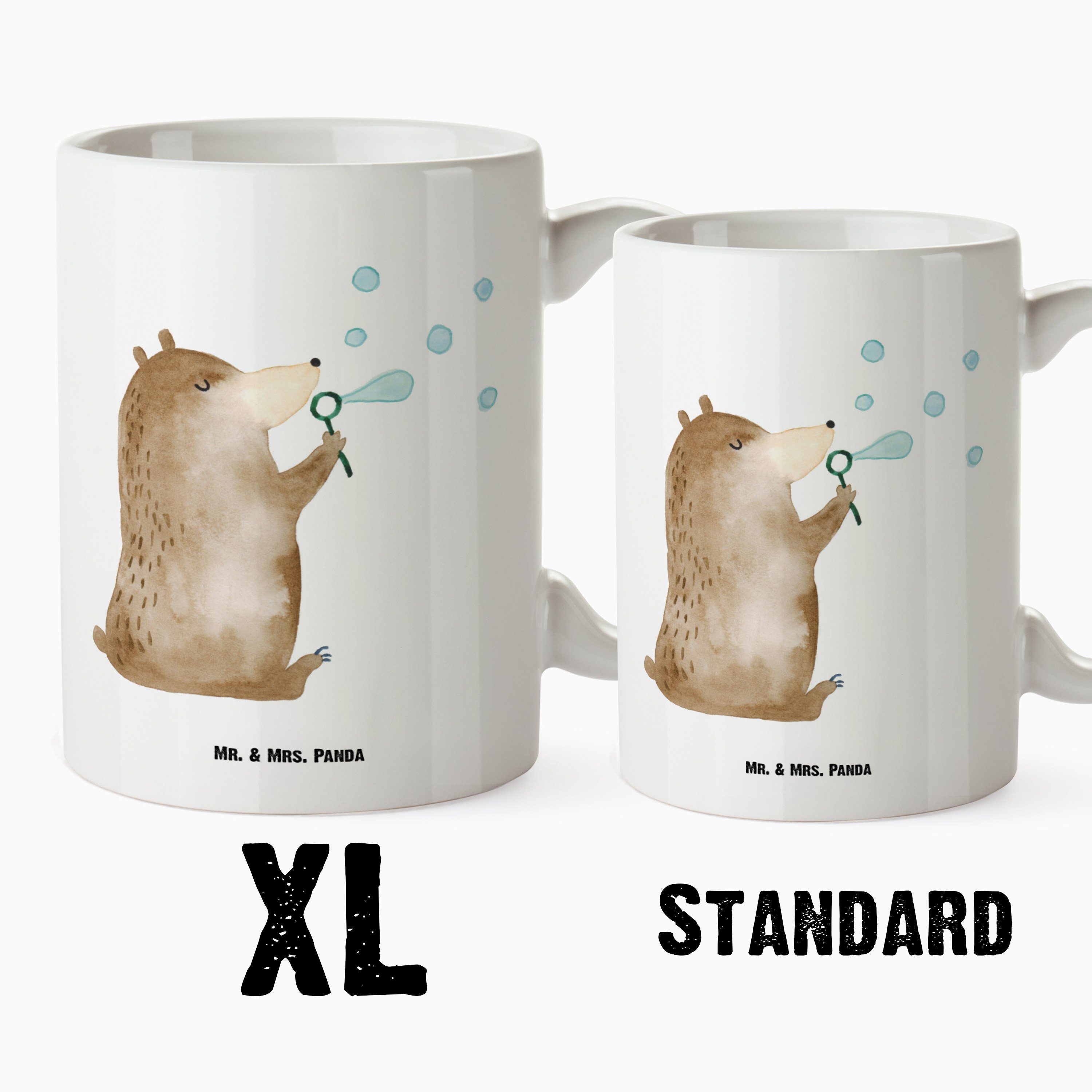Mr. Becher, Geschenk, Tasse Seifenblasen Teddy, & Tasse Teddybär, Mrs. - Bär XL Keramik Groß, Weiß Panda - XL