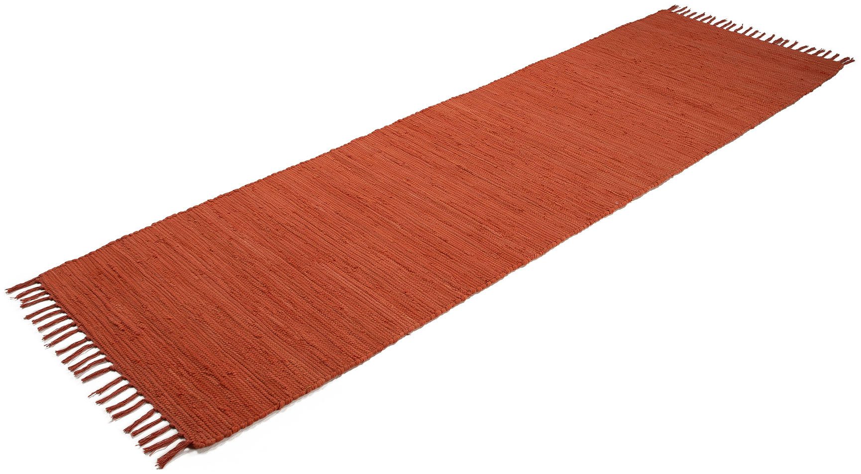 carpetfine Teppich Kelim Chindi uni, auch als Läufer, rechteckig, Höhe: 5 mm, Wendeteppich, reine Baumwolle, handgewebt, Uni-Farben, mit Fransen