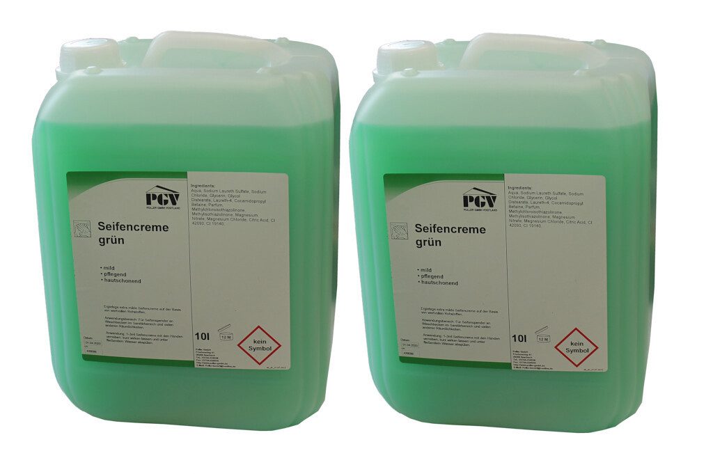 Flüssigseife Seifencreme GRÜN, 10 Liter, verschiedene Mengen, 2-tlg.
