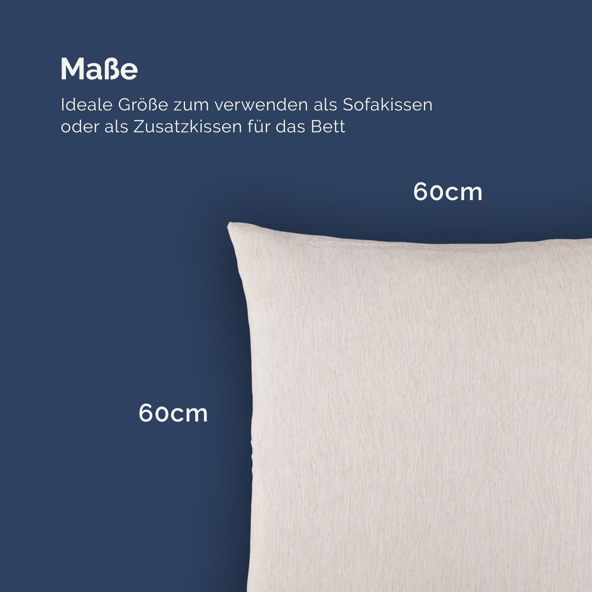 Arsvita Kissenhülle mit verdecktem Reißverschluss 60x60cm günstig online kaufen