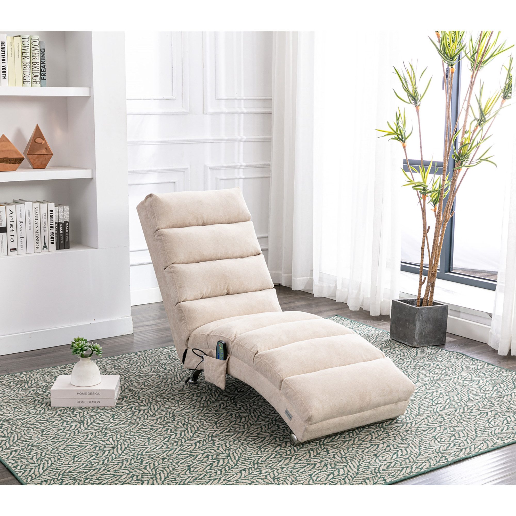Odikalo Loungesessel Relaxsessel Einzelsessel Liegestuhl Gartenliege (Feststehender Liegestuhl mit Ganzkörperunterstützung, sanfter Vibration und seitlichen Aufbewahrungstaschen, geeignet für Büro, Wohnzimmer und Schlafzimmer)
