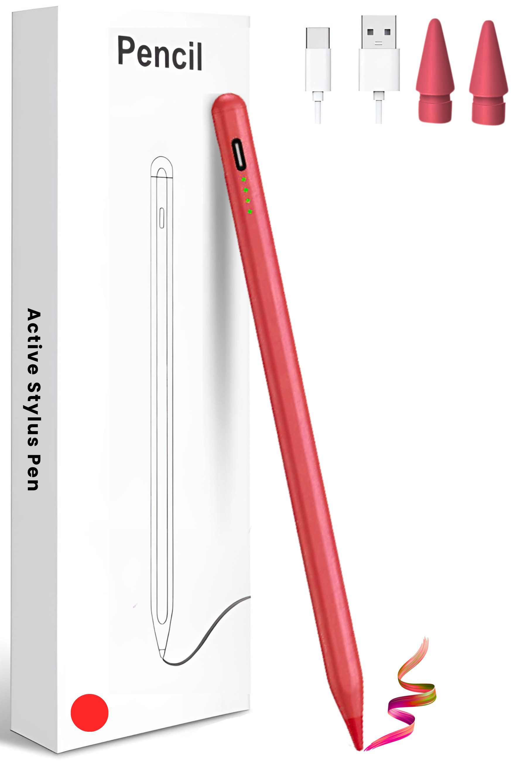 StellarLuma Eingabestift Eingabestift für iPad Schnellladen USB-C für Apple iPad Gen: 2018-2014 (Sylus Pencil wiederaufladbar, USB Pencil für iPad, Ersatzspitze, USB-C Ladekabel) Geeignet für alle iPad Modelle von 2018 - 2024 inklusive Ersatzspitze