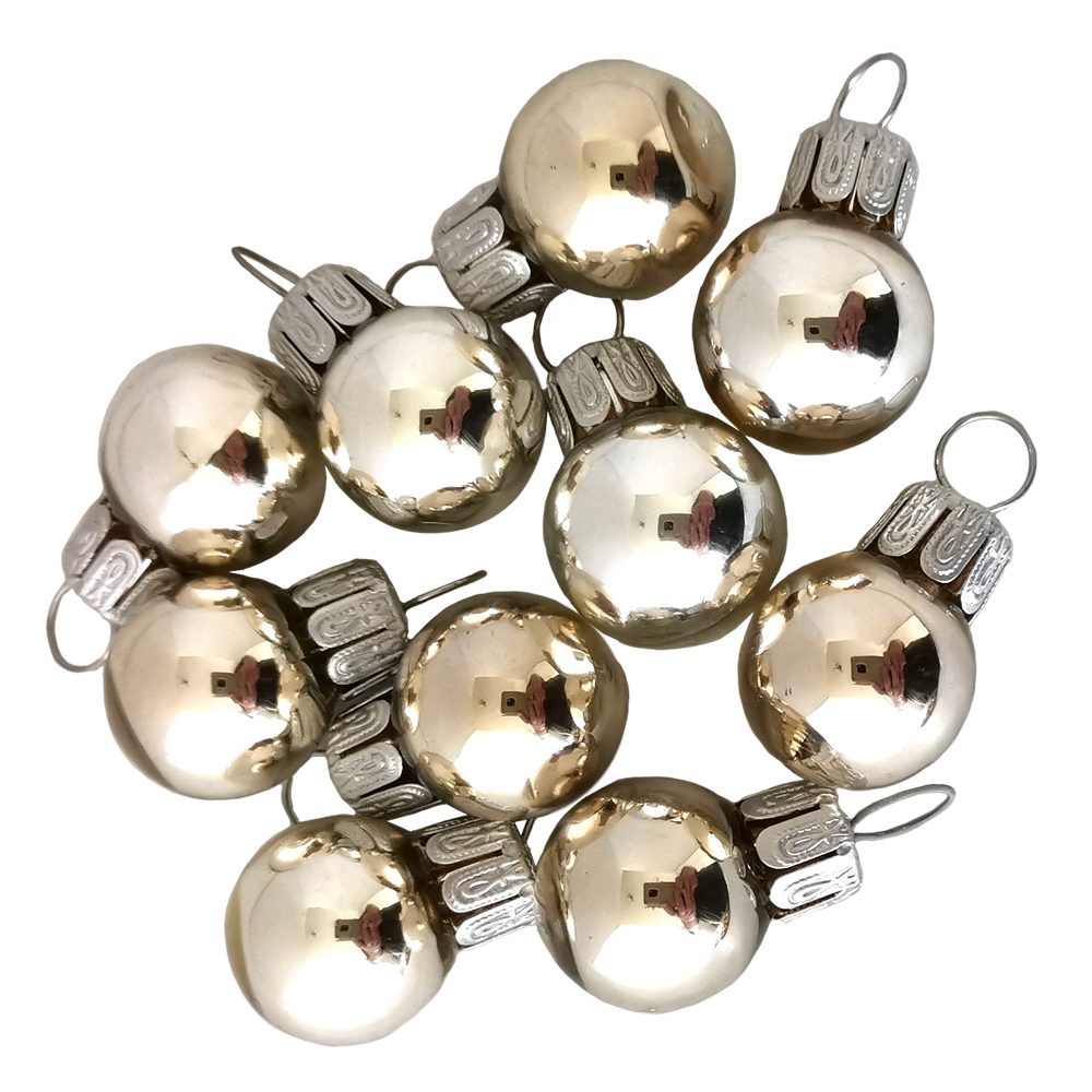 Schatzhauser Weihnachtsbaumkugel Mini-Kugeln, Spiegelbeeren silber glänzend Ø 2cm (10 St)