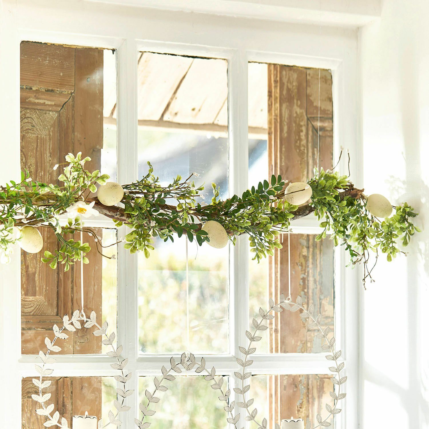 Kunstgirlande Girlande Antonin grün/weiß, Mirabeau, Höhe 150.0 cm