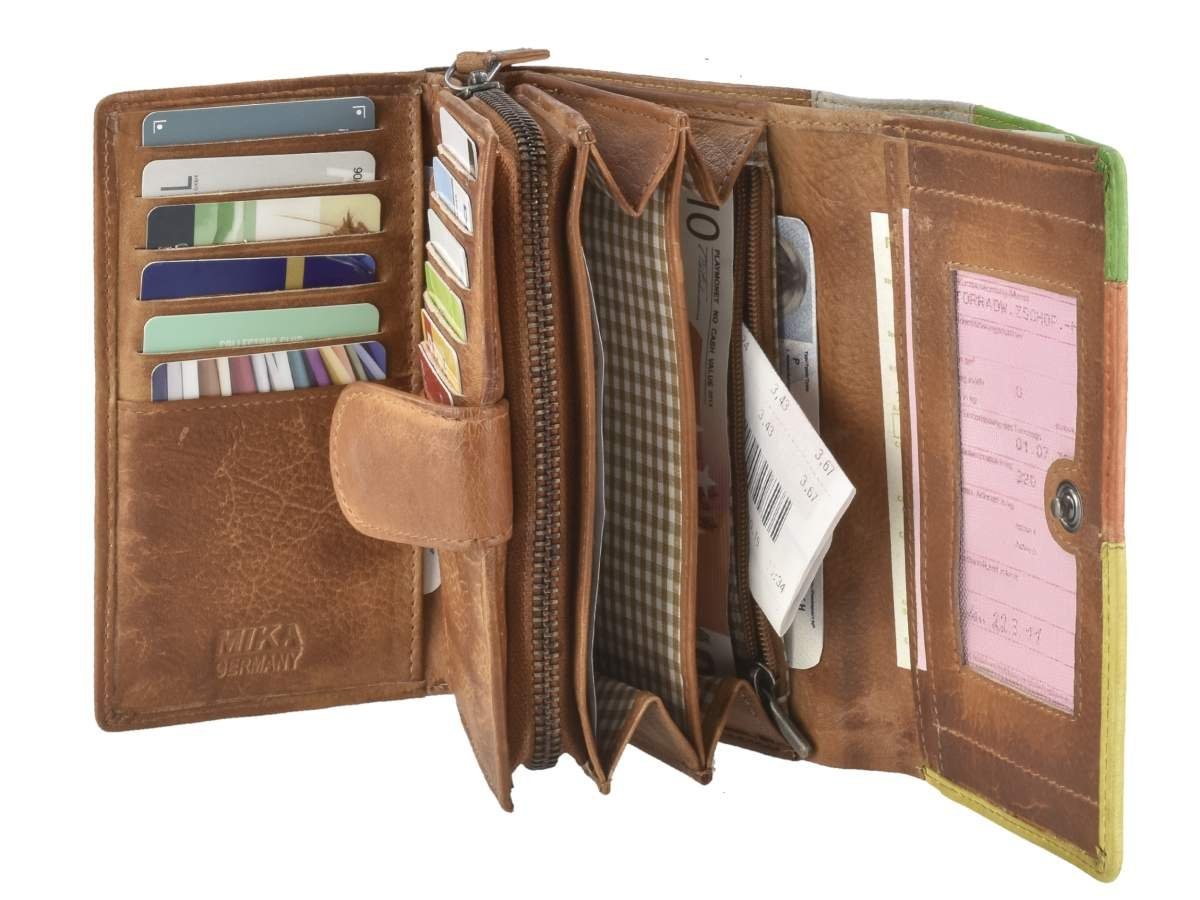 Mika Geldbörse Color, Damenbörse, bunt, 12 Kartenfächer, Portemonnaie, 15x10cm