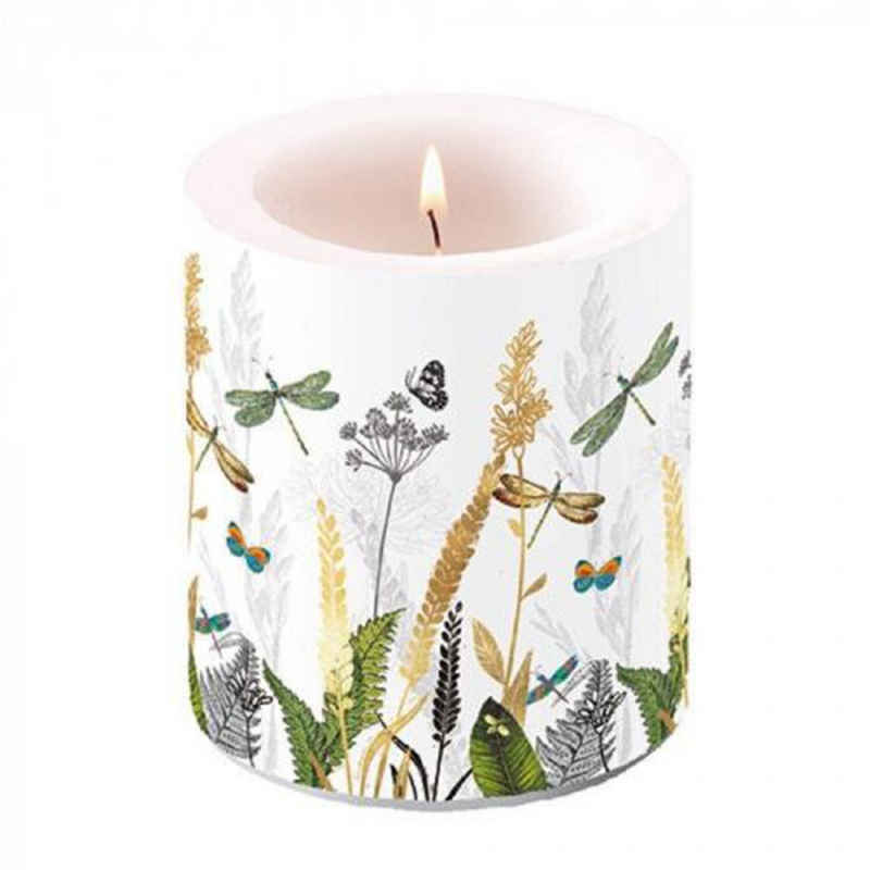Ambiente Luxury Paper Products Stumpenkerze Wunderschöne Kerze Ornamental Flowers H9 D7,5 cm Paraffin (1-tlg)