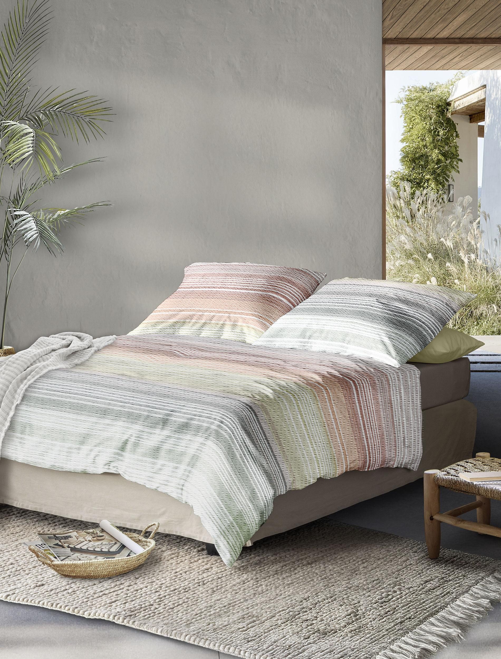 Irisette Bettwäsche Easy 8706, Seersucker, 2 teilig, kühlend und atmungsaktiv, pflegeleicht und bügelfrei