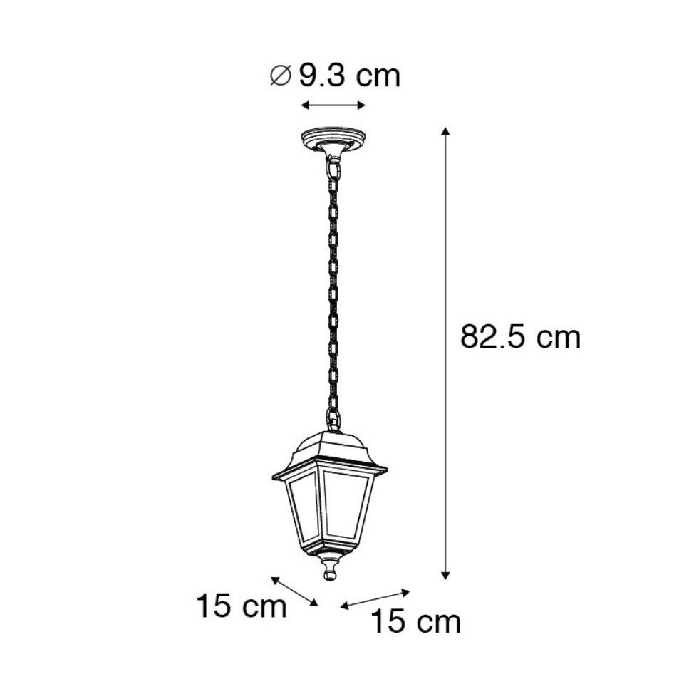 Qazqa Außen-Deckenleuchte Capital, ohne Leuchtmittel, Warmweiß, QAZQA Außen Hän­ge­leuchte, e27, Schwarz, Kunststoff, classic-antique