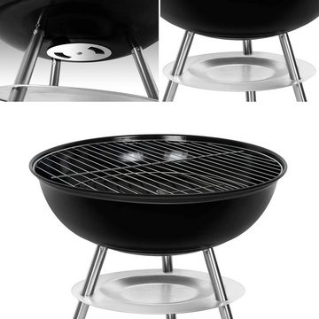 SunJas Holzkohlegrill Kugelgrill CA, Hoch: 37cm(S); 70cm(L), mit Deckel, mit Rädern(CA-20, Groß)