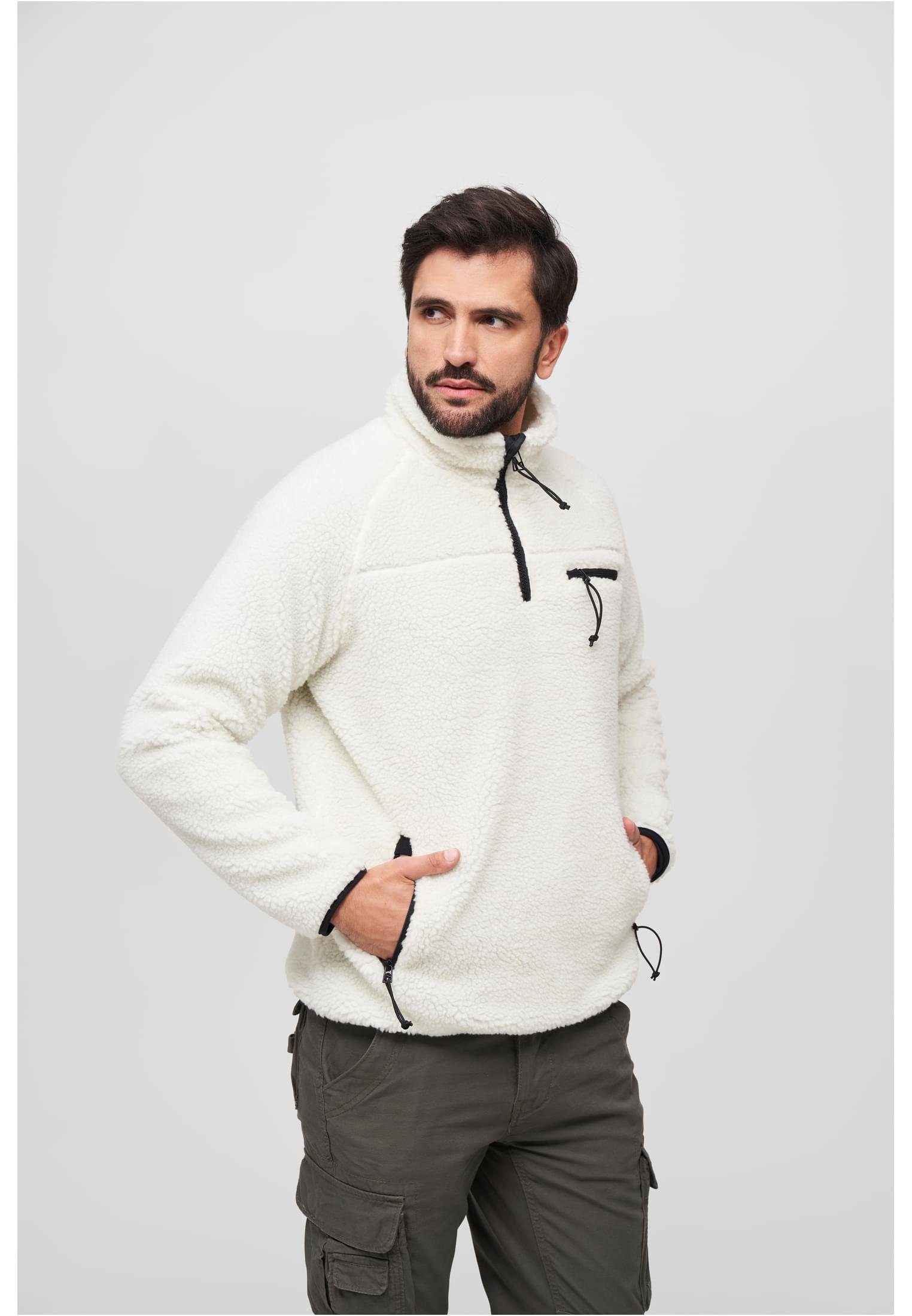 Brandit Sweatjacke Herren Teddyfleece white Troyer (1-tlg)