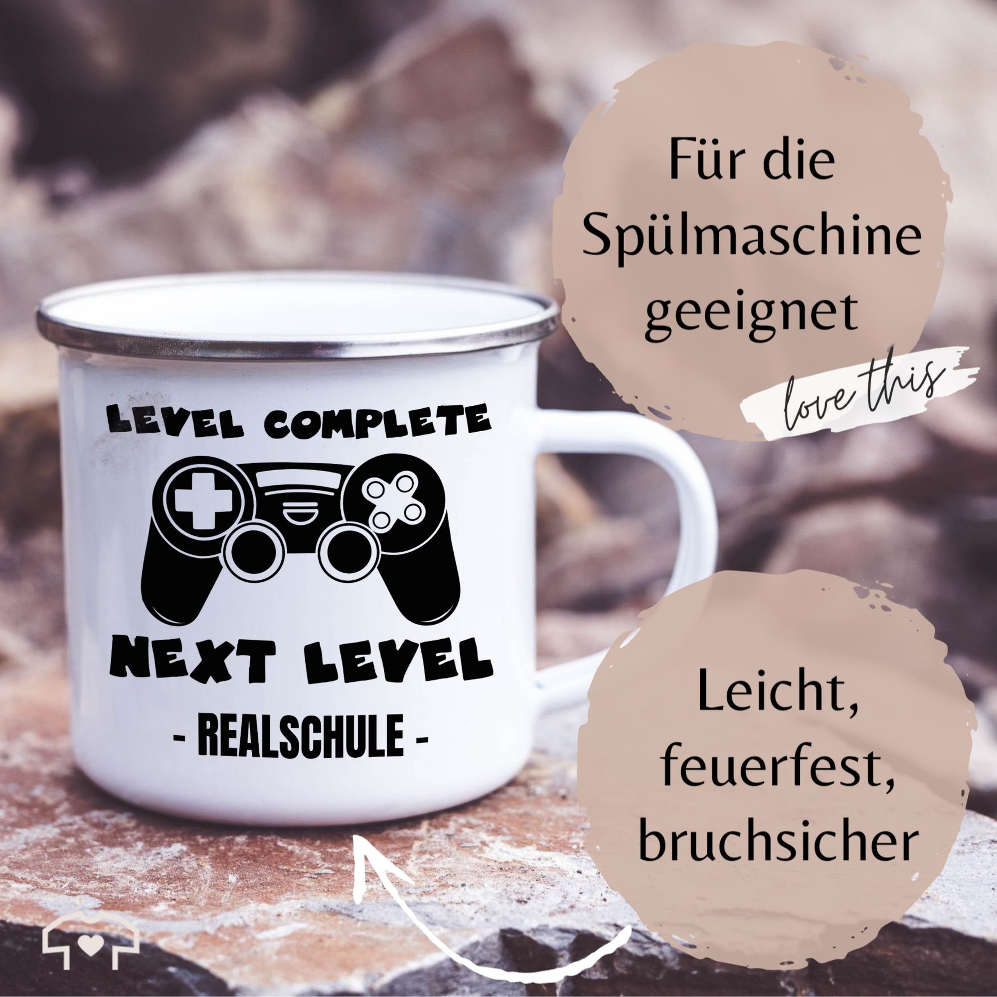 Realschule Stahlblech, 2 Next Level Tasse Einschulung Tasse Geschenk Shirtracer Weiß Silber schwarz,