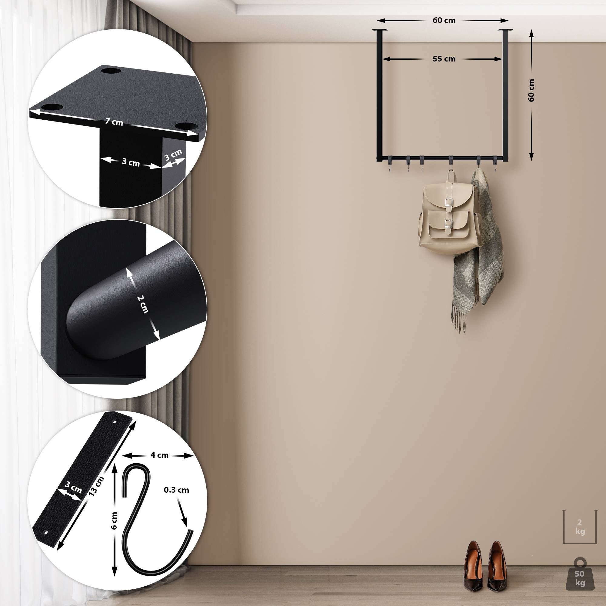 CLP Garderobenständer Fenton, mit 6 Kleiderhaken, für Deckenmontage günstig online kaufen