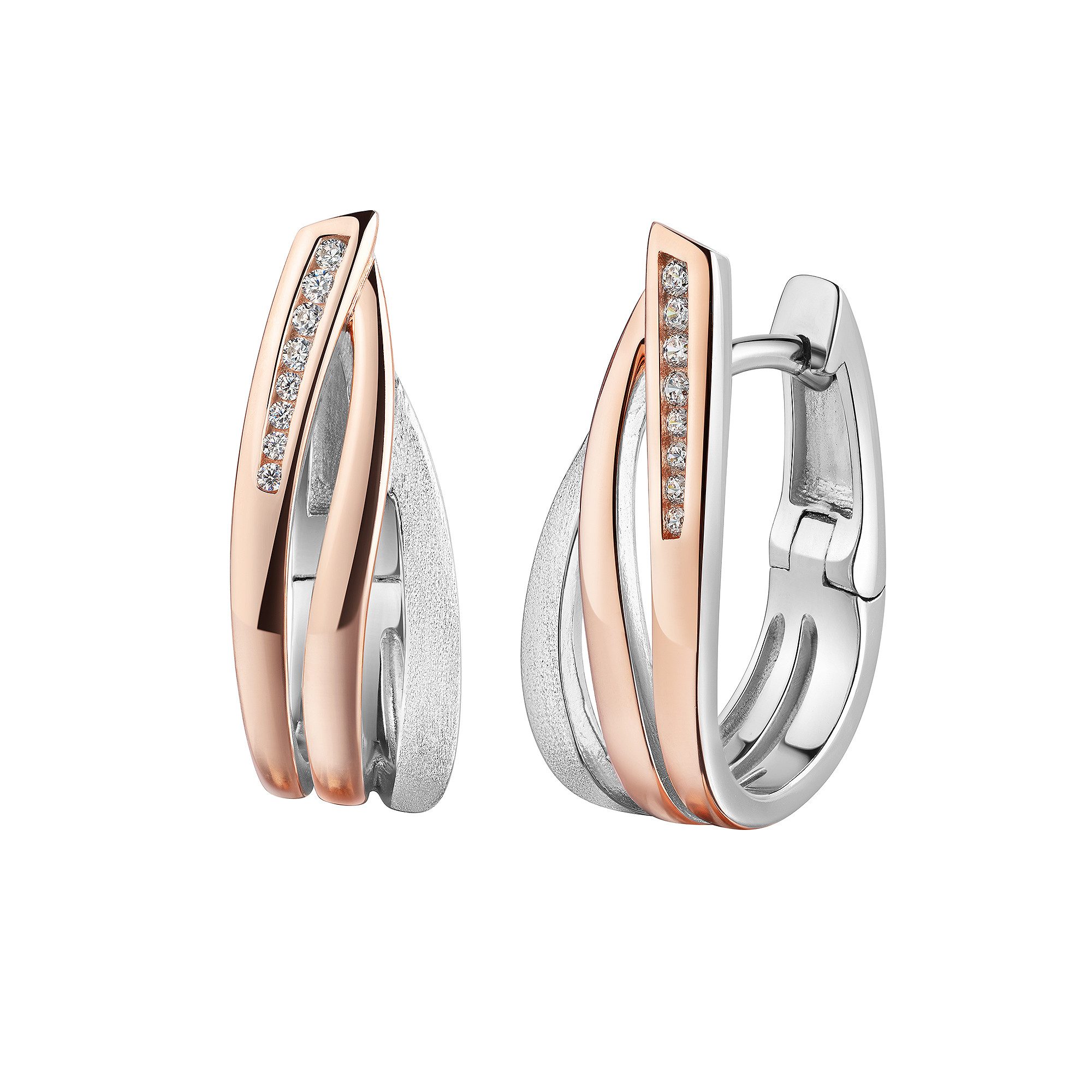 Zeeme Paar Creolen 925/- Sterling Silber rhodiniert/rosé