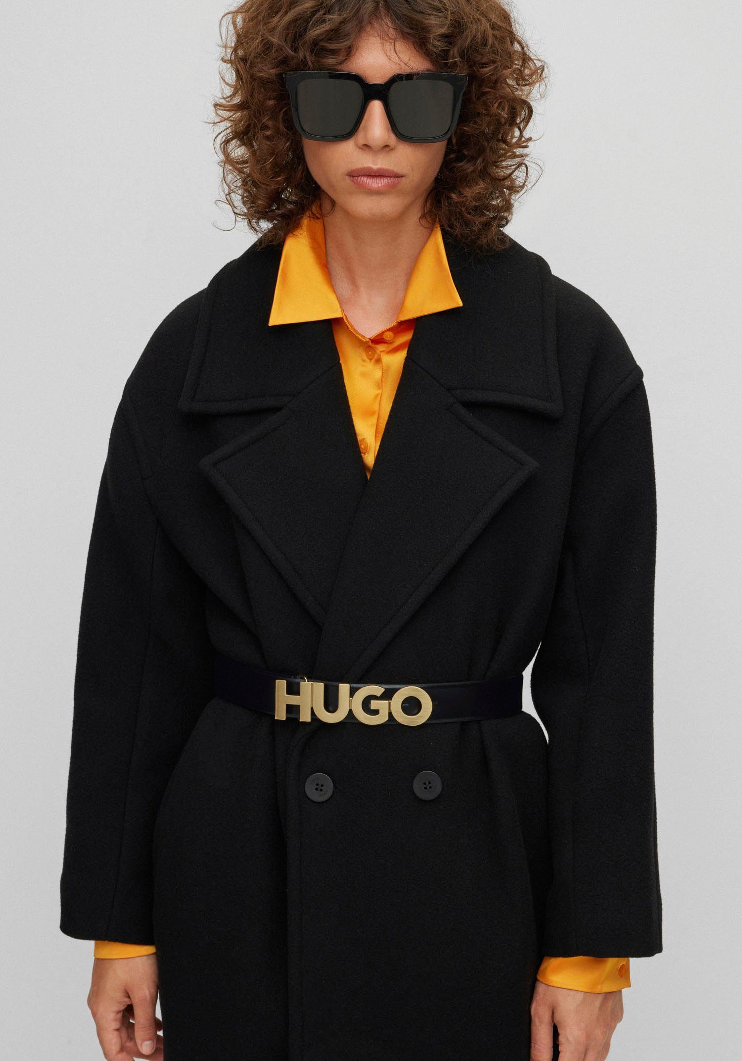 HUGO Ledergürtel mit Logo-Schliesse black