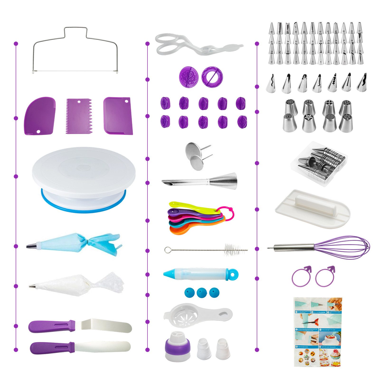 Youyijia Tortenmodellierer 128 teiliges Tortendeko Set mit Drehteller Spritzbeutel Tüllen