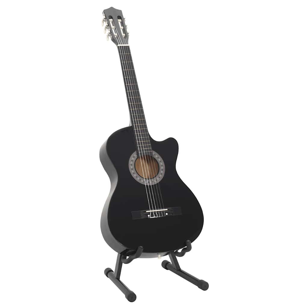vidaXL Westerngitarre 12-tlg Westerngitarre Set mit 6 Saiten Schwarz 38"