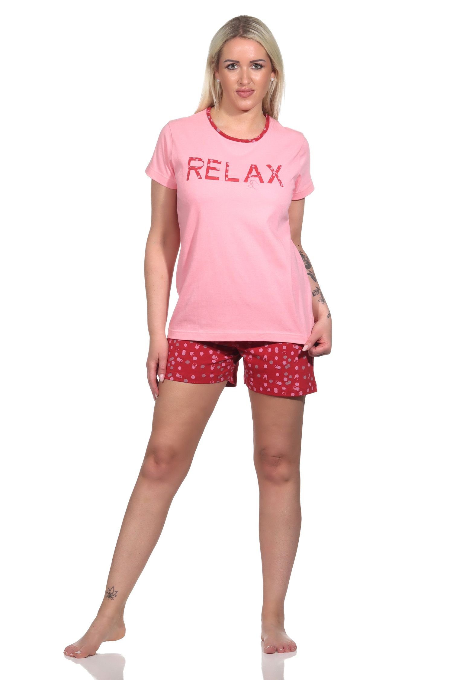 Normann Pyjama Damen Shorty Casual Pyjama Look - 122 im Schlafanzug, 757 10 rosa
