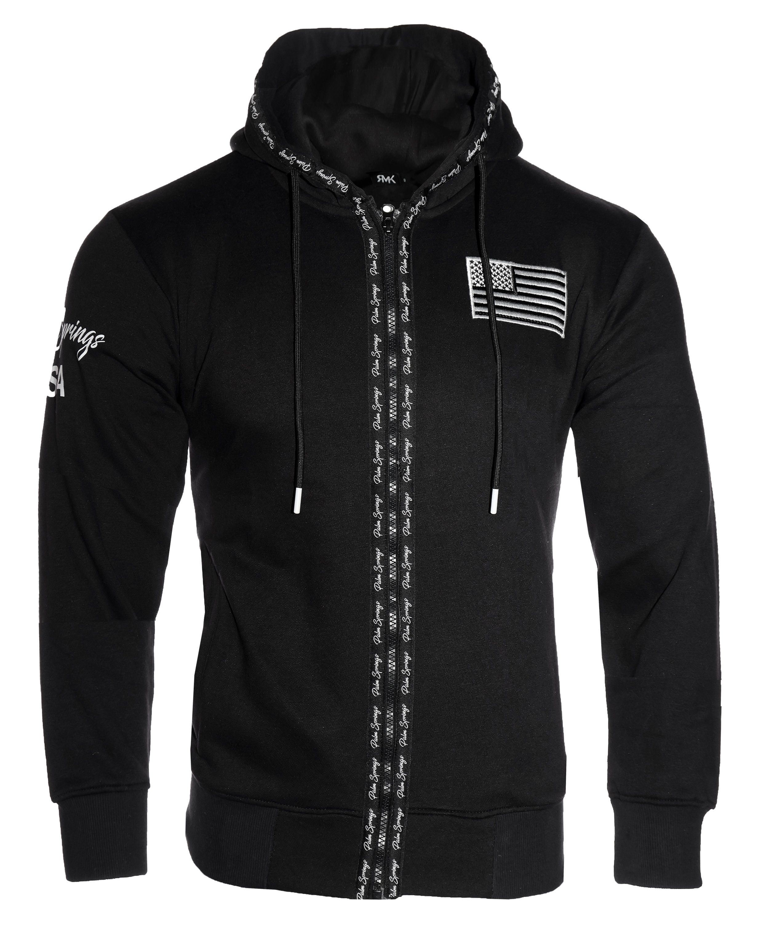 RMK Kapuzenpullover Herren Zipper Hoodie Basic Sweatjacke Zipper Pullover USA Sweatshirt