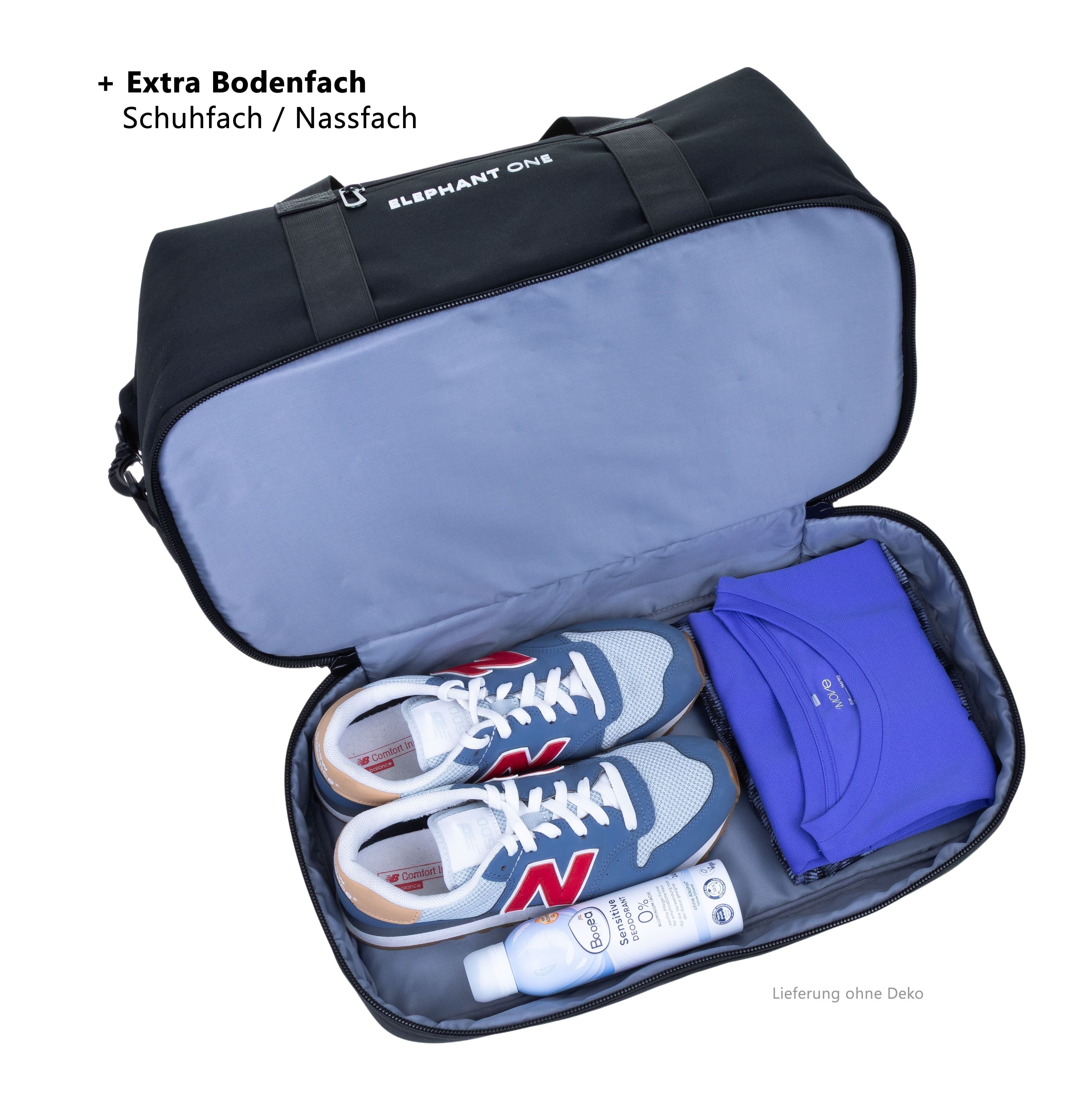 ELEPHANT Sporttasche Damen Herren Reisetasche Gym Schuhfach Innentaschen, Reisetasche Sport Tasche Schuhfach Vortasche 47 cm 30 L + Flasche