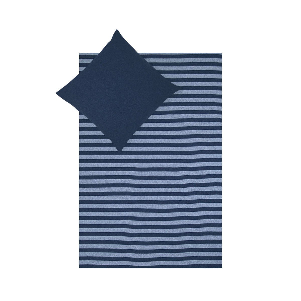 TRAUMSCHLAF Bettwäsche Melange-Stripe Marine, Jersey, 2 teilig, pflegeleichte zeitlose Ganzjahreswäsche – Bild 4 von 4