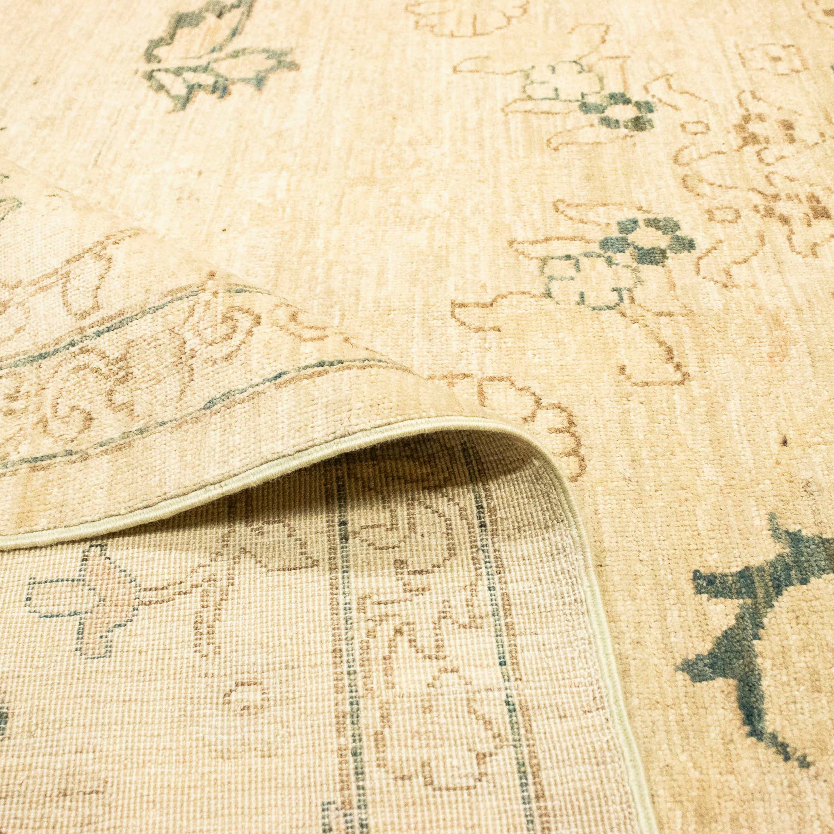 rechteckig, - morgenland, Handgeknüpft, Täbriz Einzelstück 272 - Perser - mm, Zertifikat Orientteppich mit 10 cm beige, Wohnzimmer, Höhe: 353 x