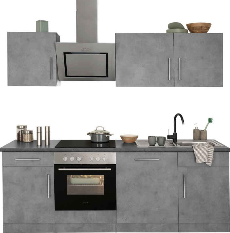 wiho Küchen Küchenzeile »Cali«, Breite 220 cm, mit Hanseatic E-Geräten, extra kurze Lieferzeit
