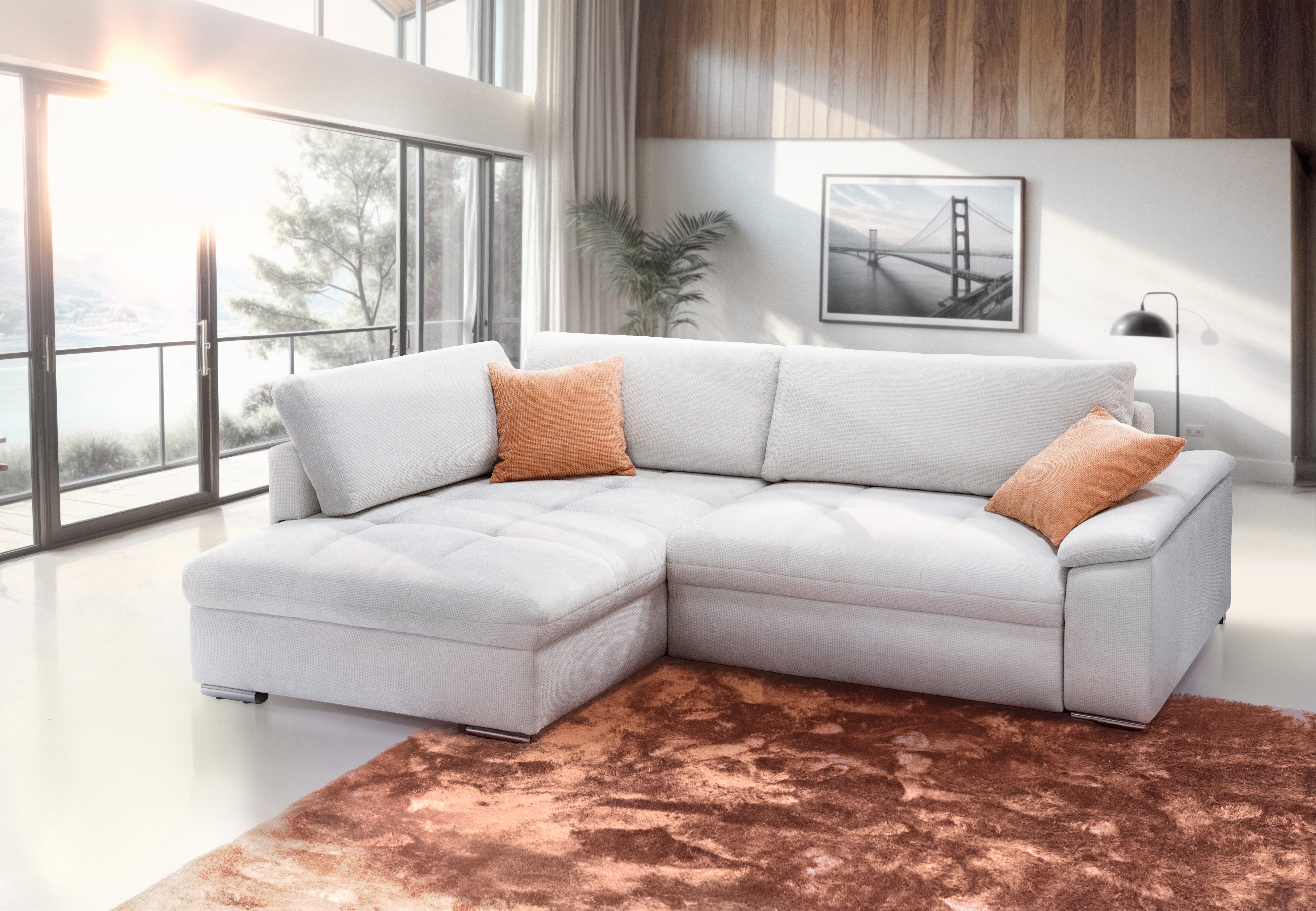 exxpo - sofa fashion Ecksofa Casa Grande inkl. Bettfunktion & Bettkasten, bequem, Breite 268cm, L-Form, guter Sitzkomfort, große Liegefläche