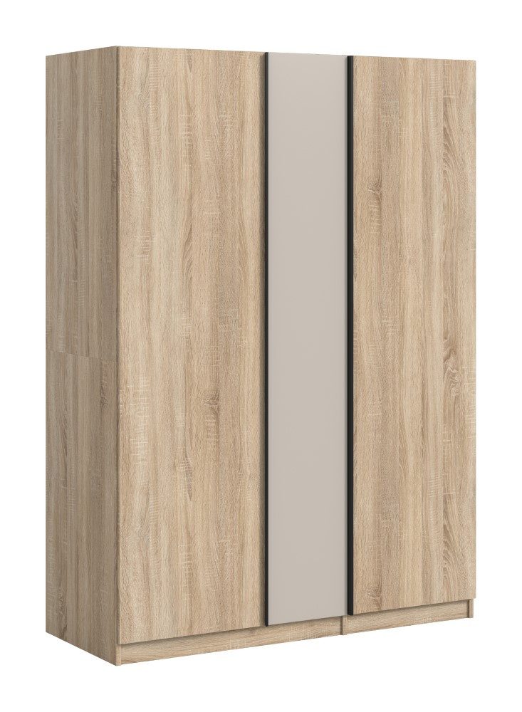 xonox.home Garderoben-Set Kleiderschrank Oakland, mit 3 Türen & 4 Einlegeböden, Sonoma Eiche, 3-türig