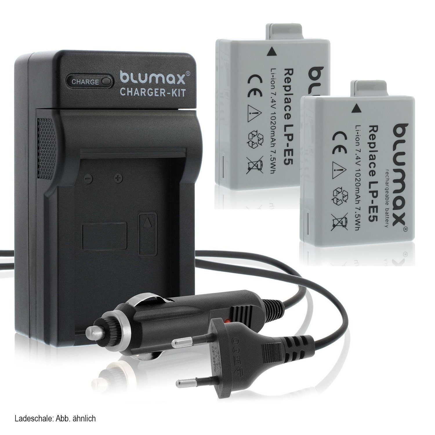 für 500D Lader Kamera-Akku Blumax mit LP-E5 Canon 450D 1020mAh EOS Set