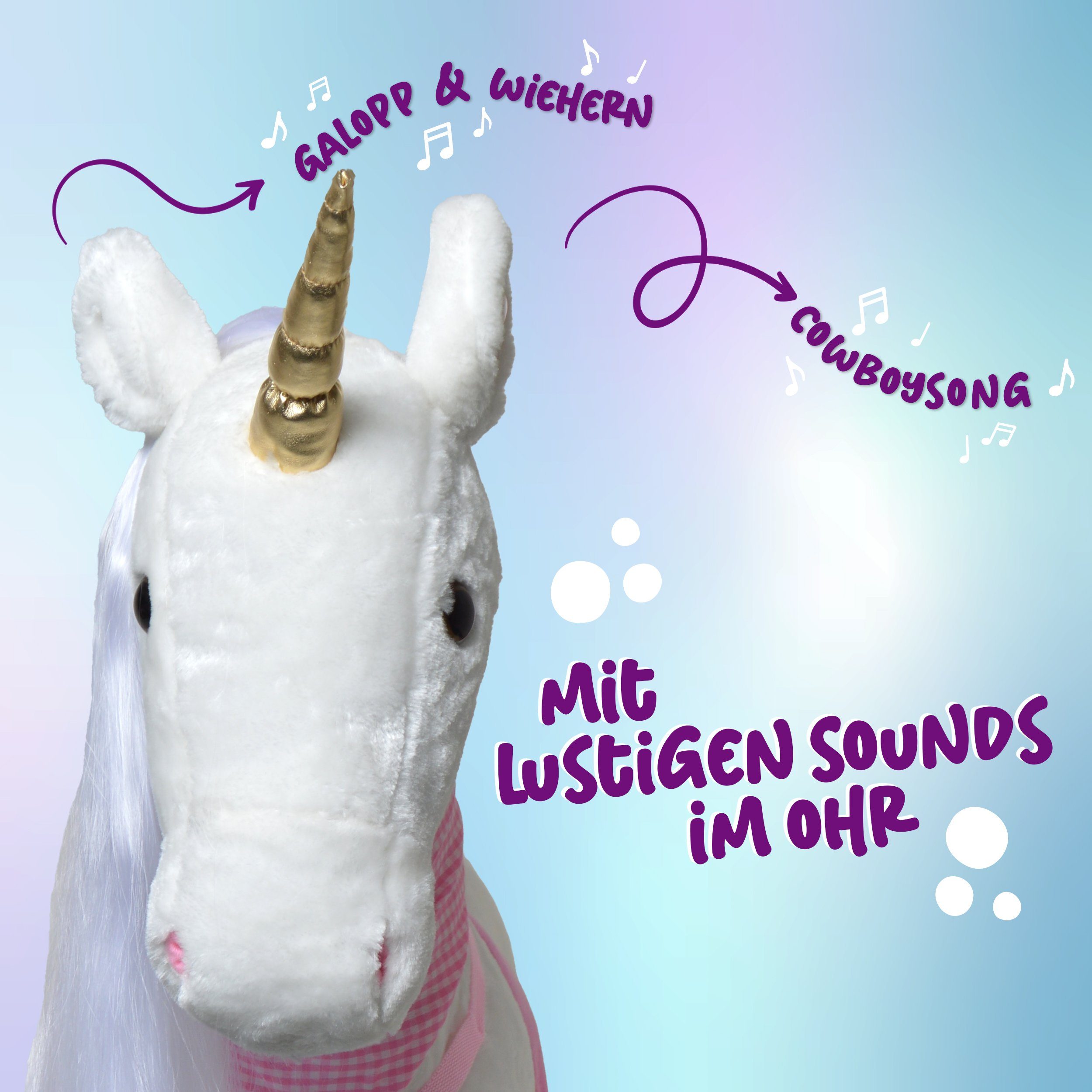 Pink Papaya Stehpferd Spielpferd für Kinder zum Reiten 105 cm, Pferd zum Reiten für Kinder