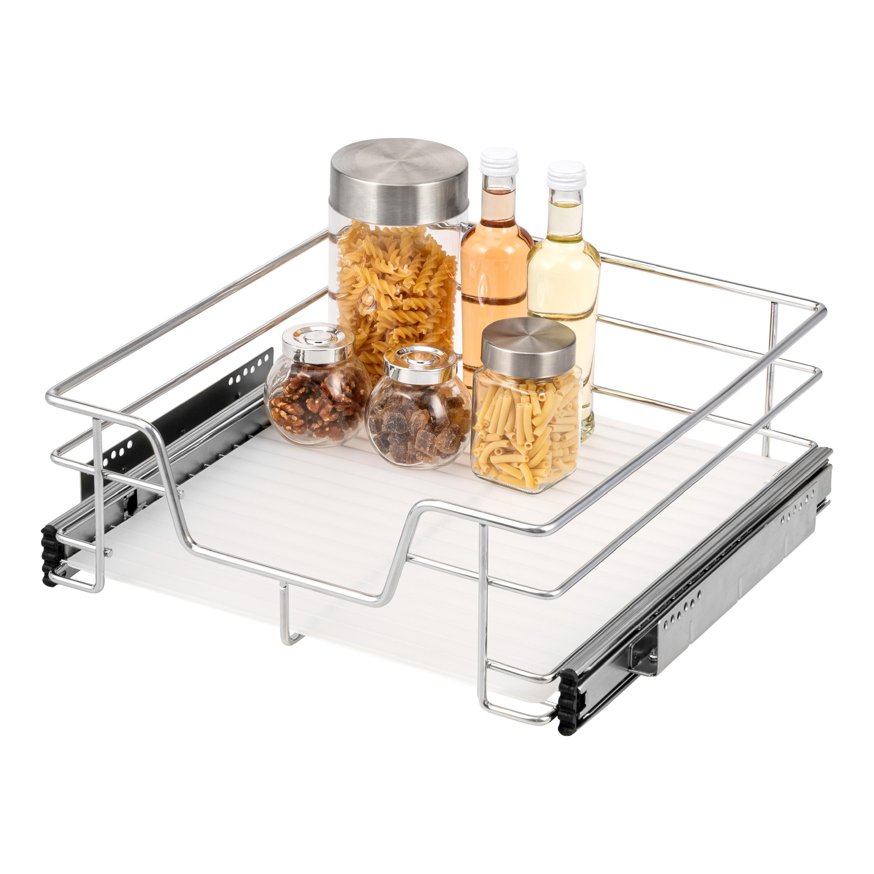 bremermann Teleskopauszug aus Metall für 50 cm Schrank Außenmaß, mit Einlegeboden, inkl. Einlegeboden aus Kunststoff