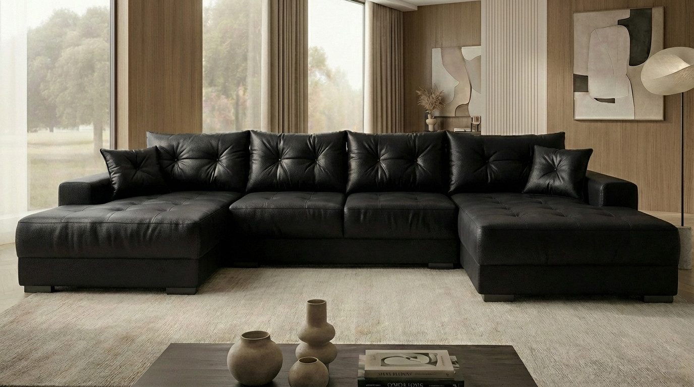 A&J MöbelLand GmbH Ecksofa VIENA, FABIO, VALTOR, MODENA mit Schlaffunktion, Bonellfederkern, Viele Varianten zur Auswahl – wählen Sie Farbe!, TOP ANGEBOT!