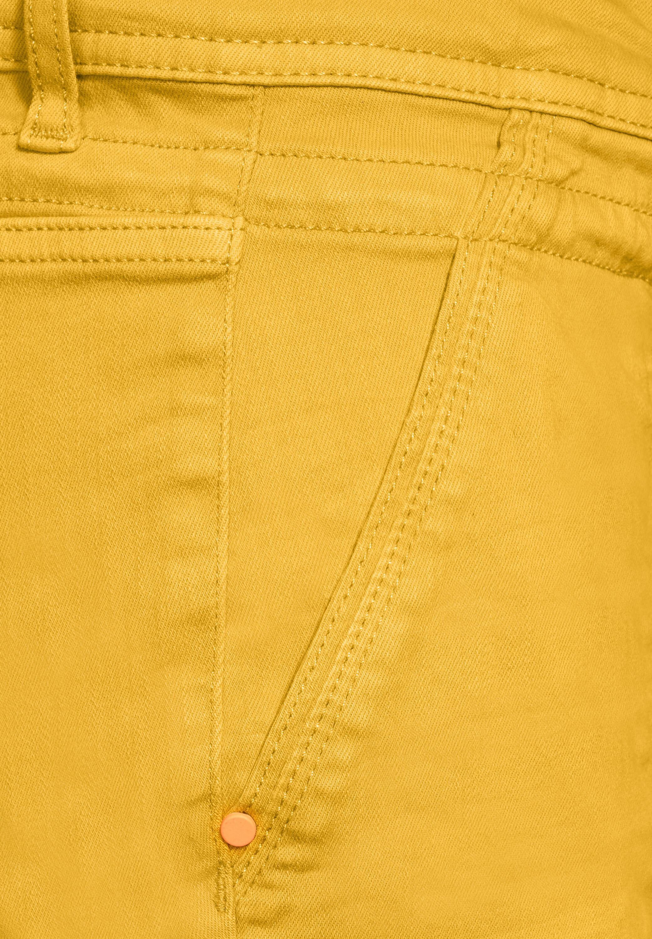STREET ONE Bequeme Jeans Street (1-tlg) sunset Einschubtaschen in dull Sunset yellow Loose One wash Dull Farbige Fit Jeans