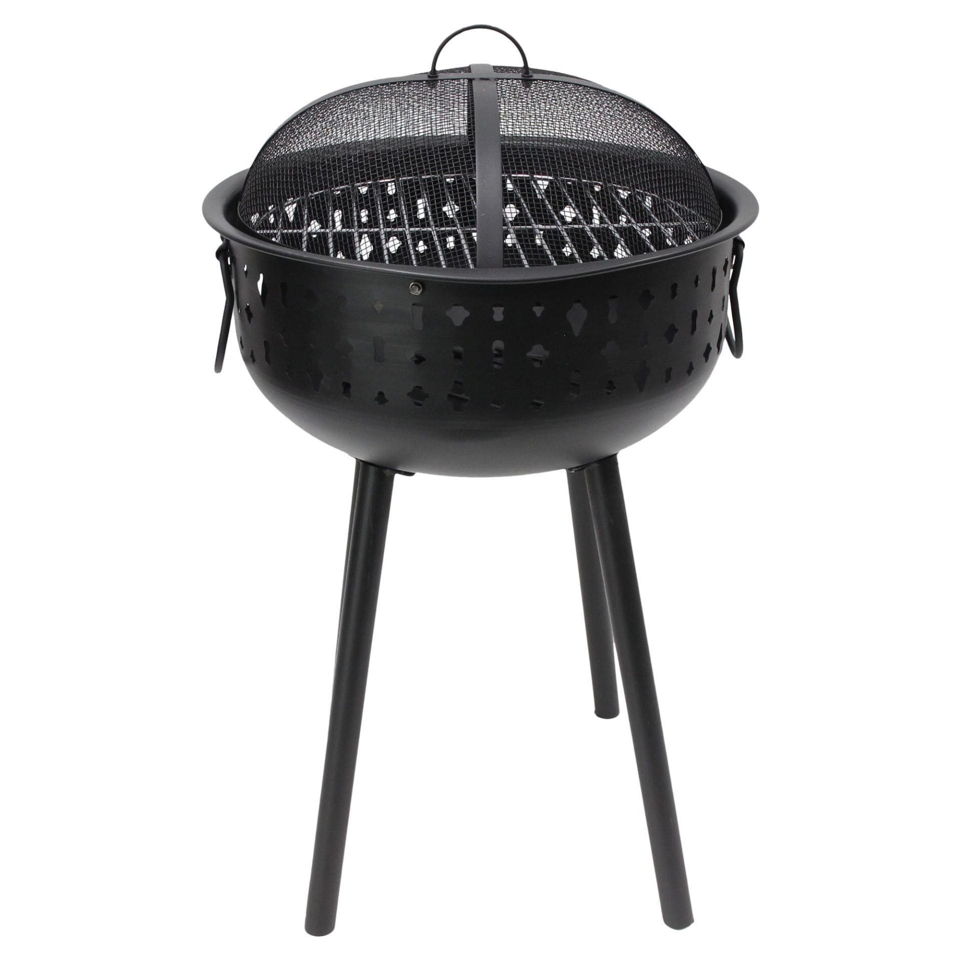 Dekoleidenschaft Holzkohlegrill "Black" Metall schwarz, Grill tragbar, Kohlegrill, Edelstahl-Grillrost, abnehmbare Haube