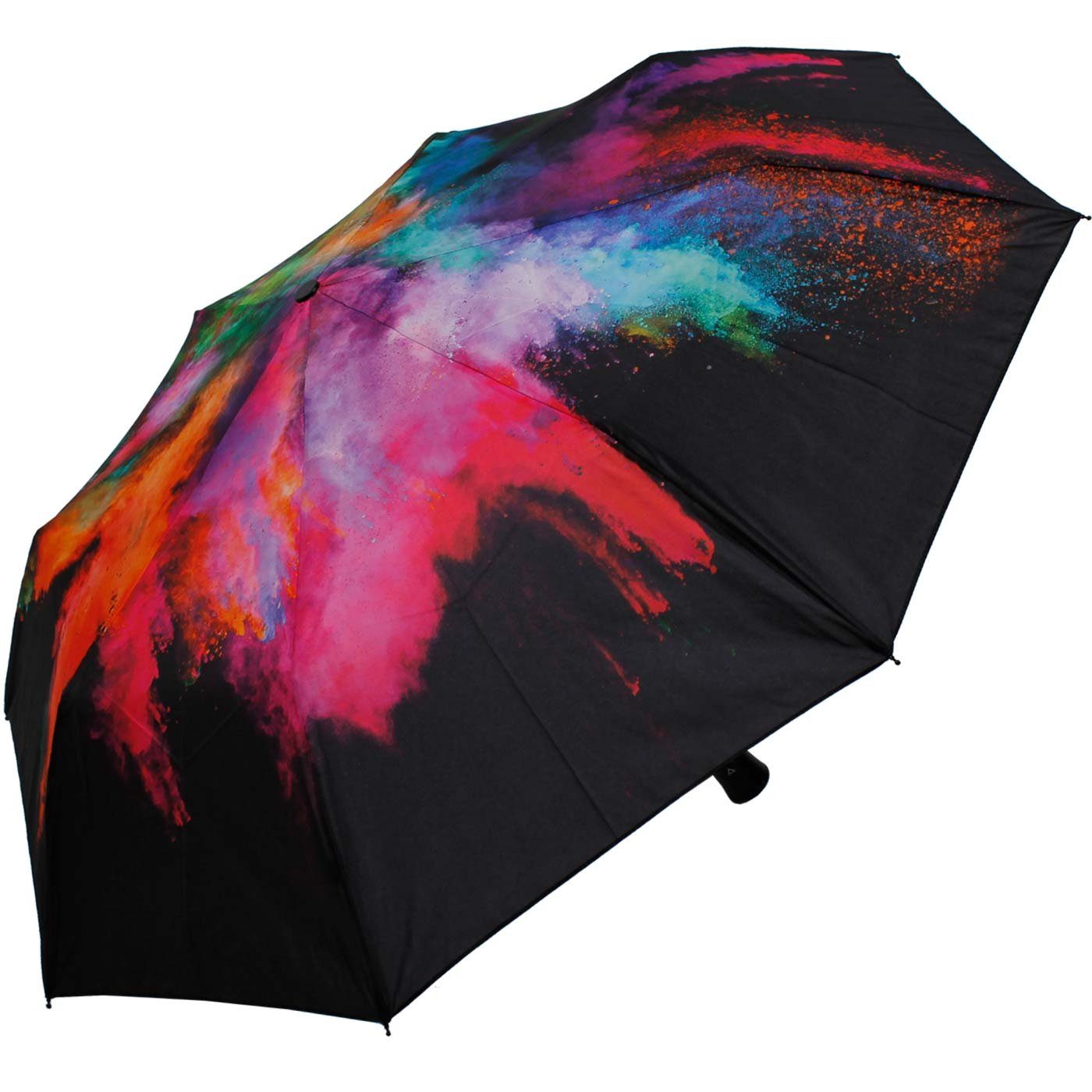 eindrucksvolle Damen-Regenschirm Auf-Automatik, schöner Langregenschirm mit Farbexplosion eine HAPPY RAIN