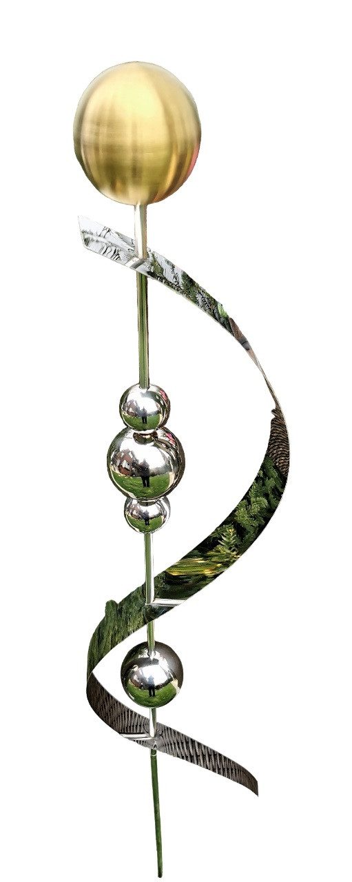 Jürgen Bocker - Gartenambiente Gartenstecker Beetstecker Merkur Edelstahl Kugel gold matt geb 150 cm Gartenstecker